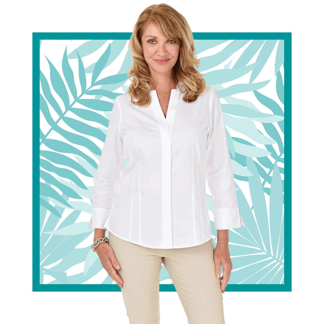 Orange Non-Iron Button-Front Foxcroft Blouse | Anthony's Florida