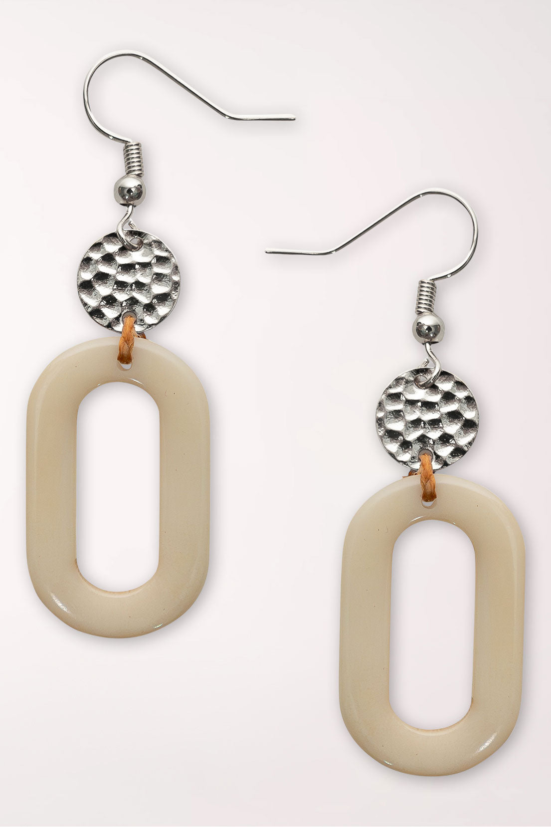 Earrings with ivory colored beads