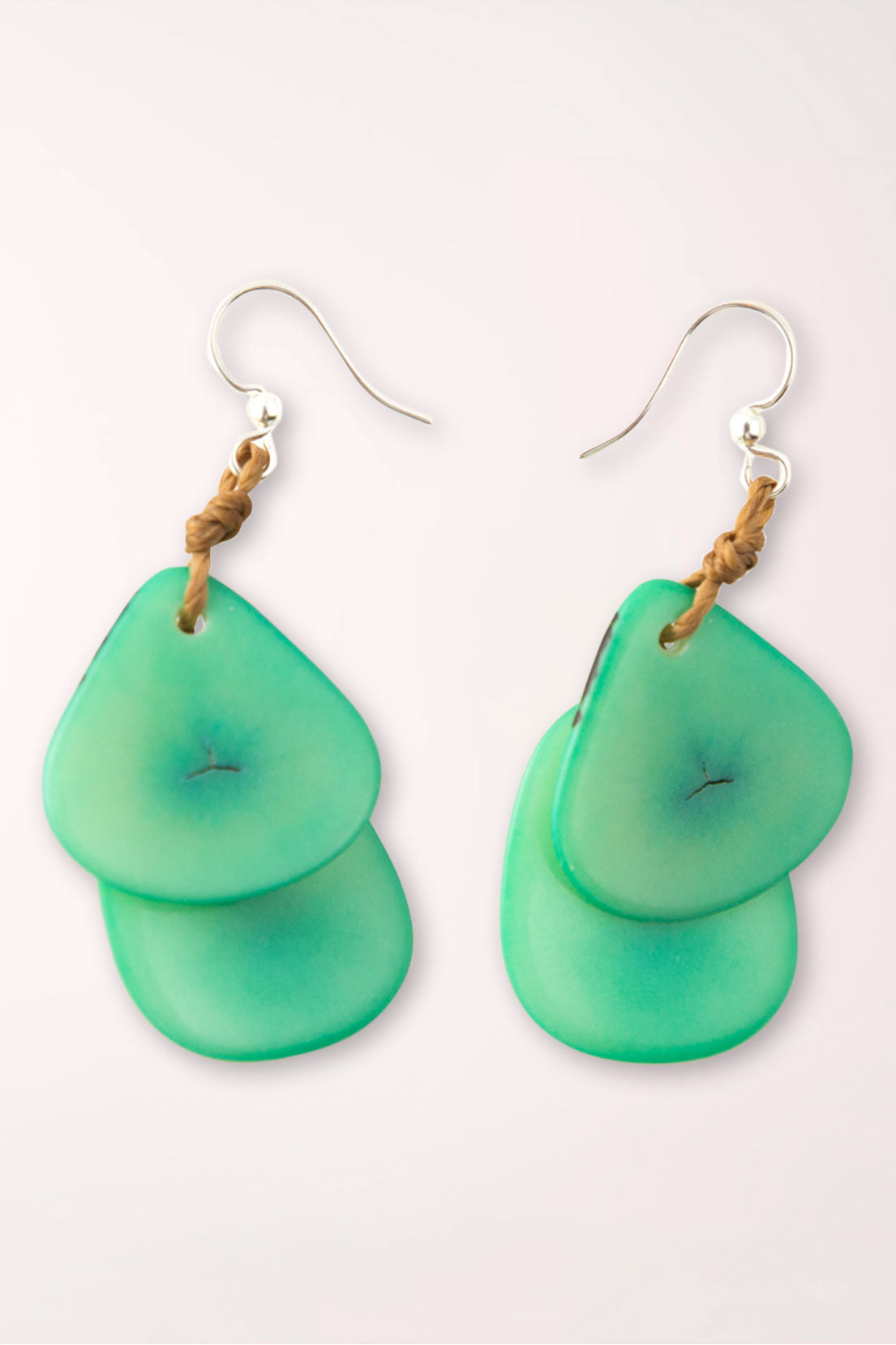 Earrings with mint colored beads