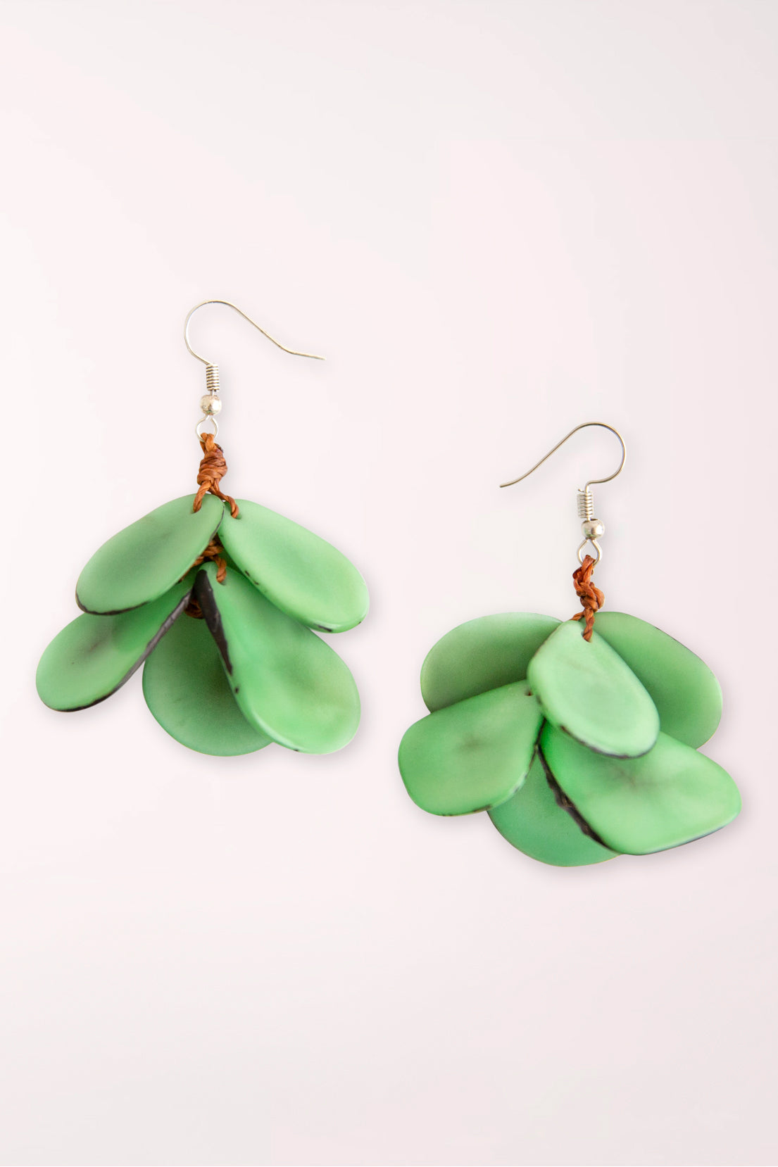 Earrings with mint colored beads