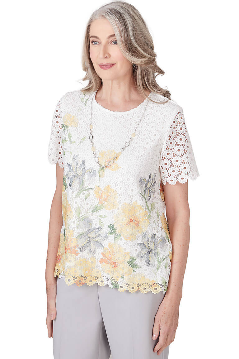 Charleston Daffodil Lace Necklace Top