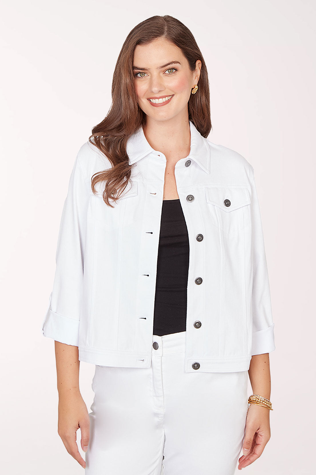 ジャケット・アウター   white denim jacket Stretch Denim Jacket | Ruby Rd.