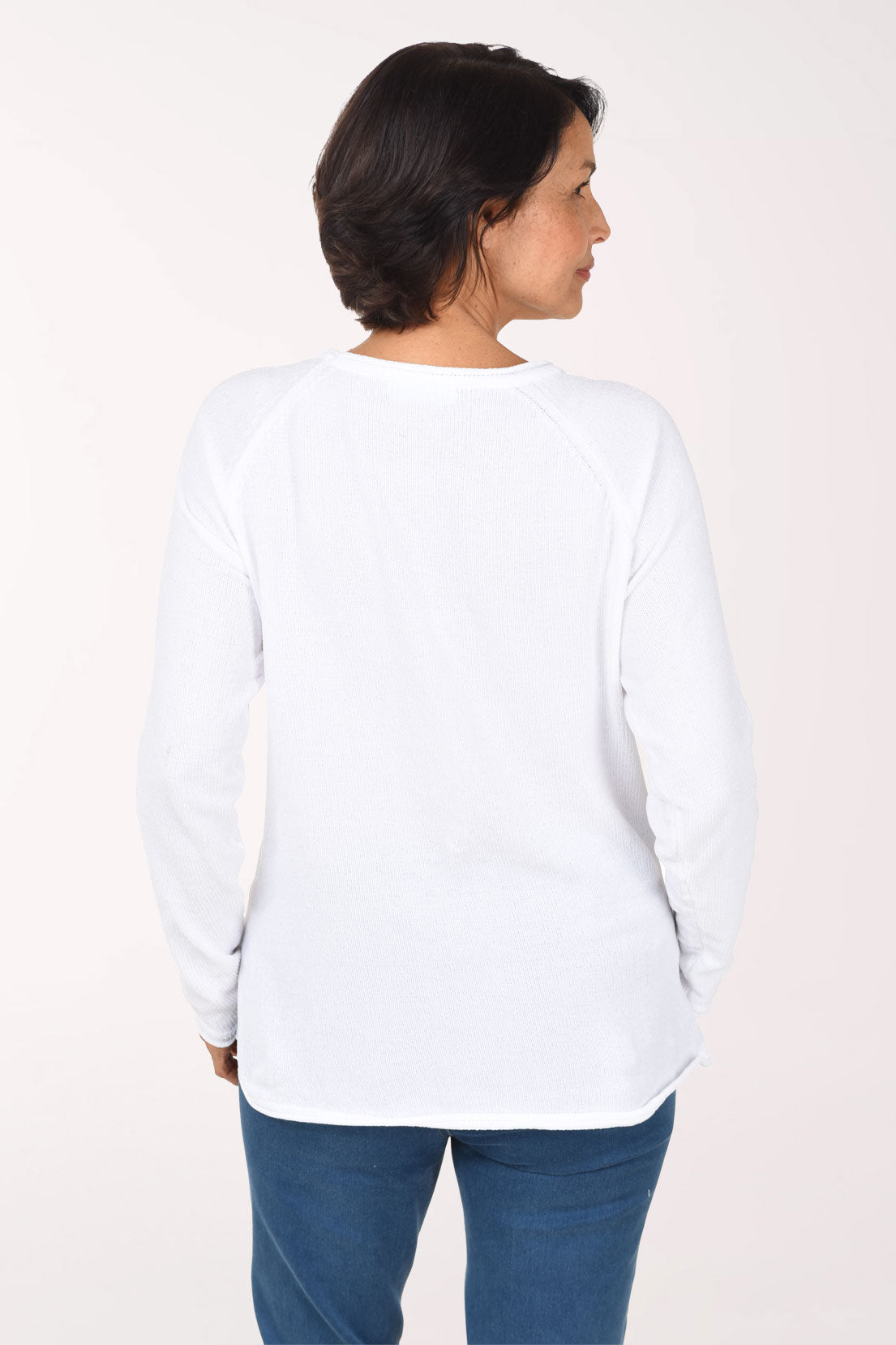 Anthony's Resort Wear Anchor Embroidered Chenille Sweater, back view, white with navy anchor