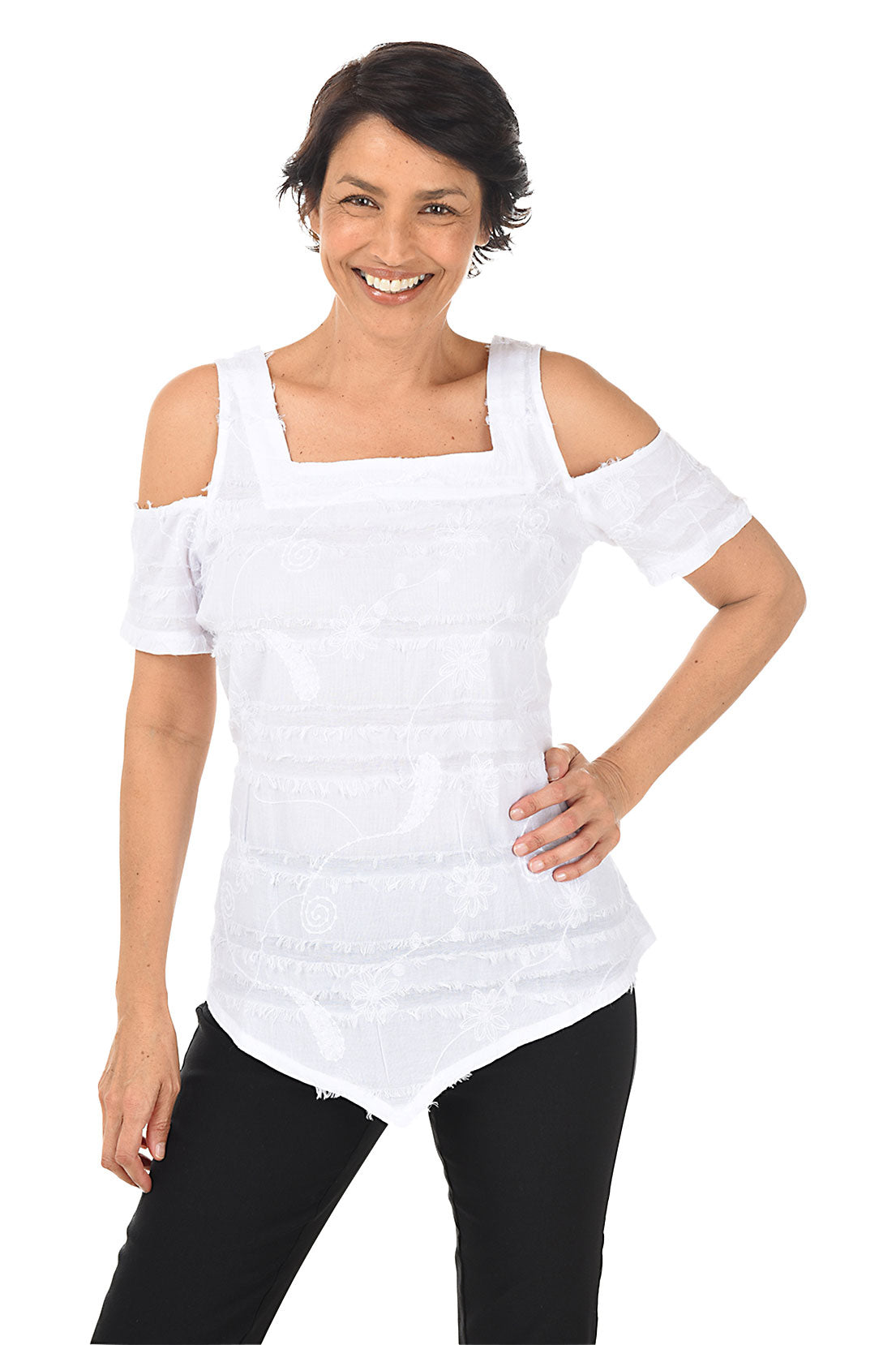 Cold Shoulder Eyelash Top | Anthony's Resort Wear