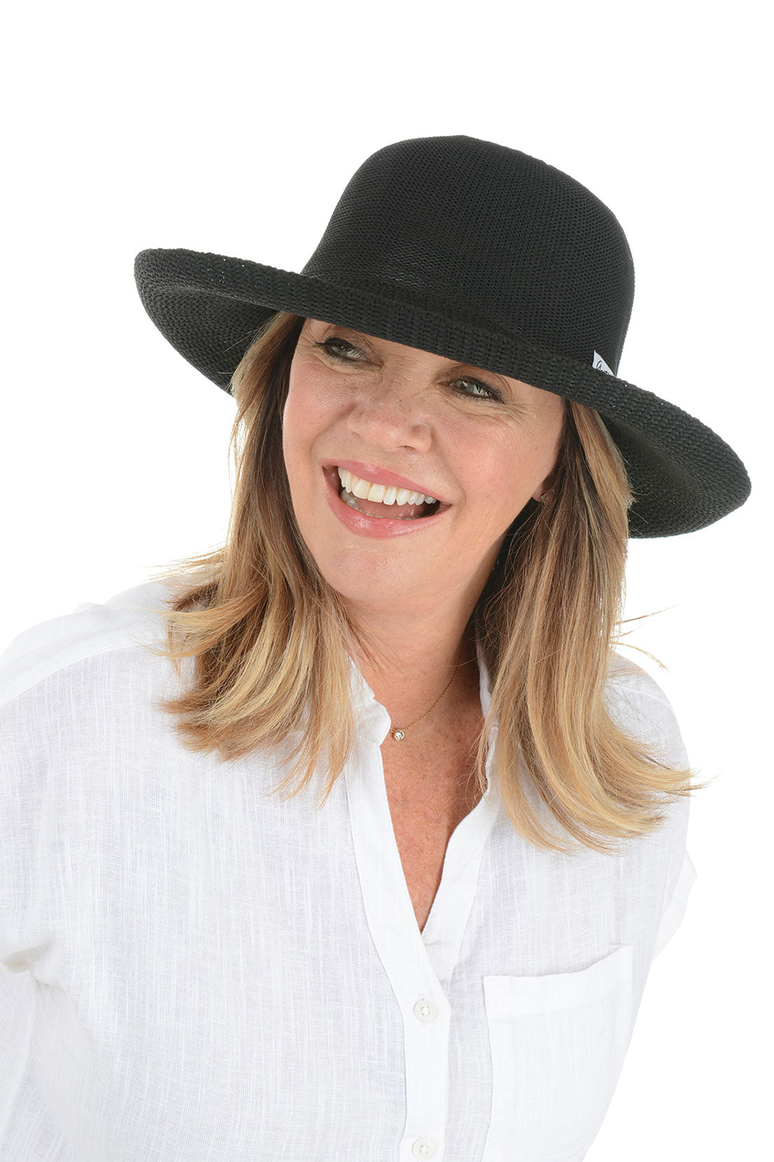 Womens Satin Church Wedding Occasion Sun Hat A214 (Black) at