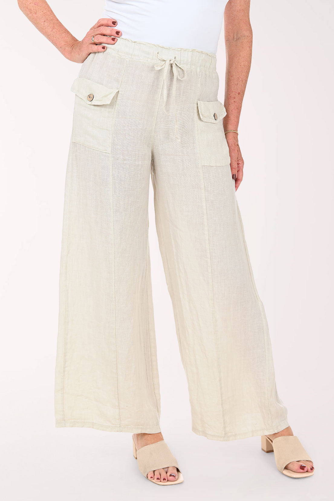 Woman wearing beige pants