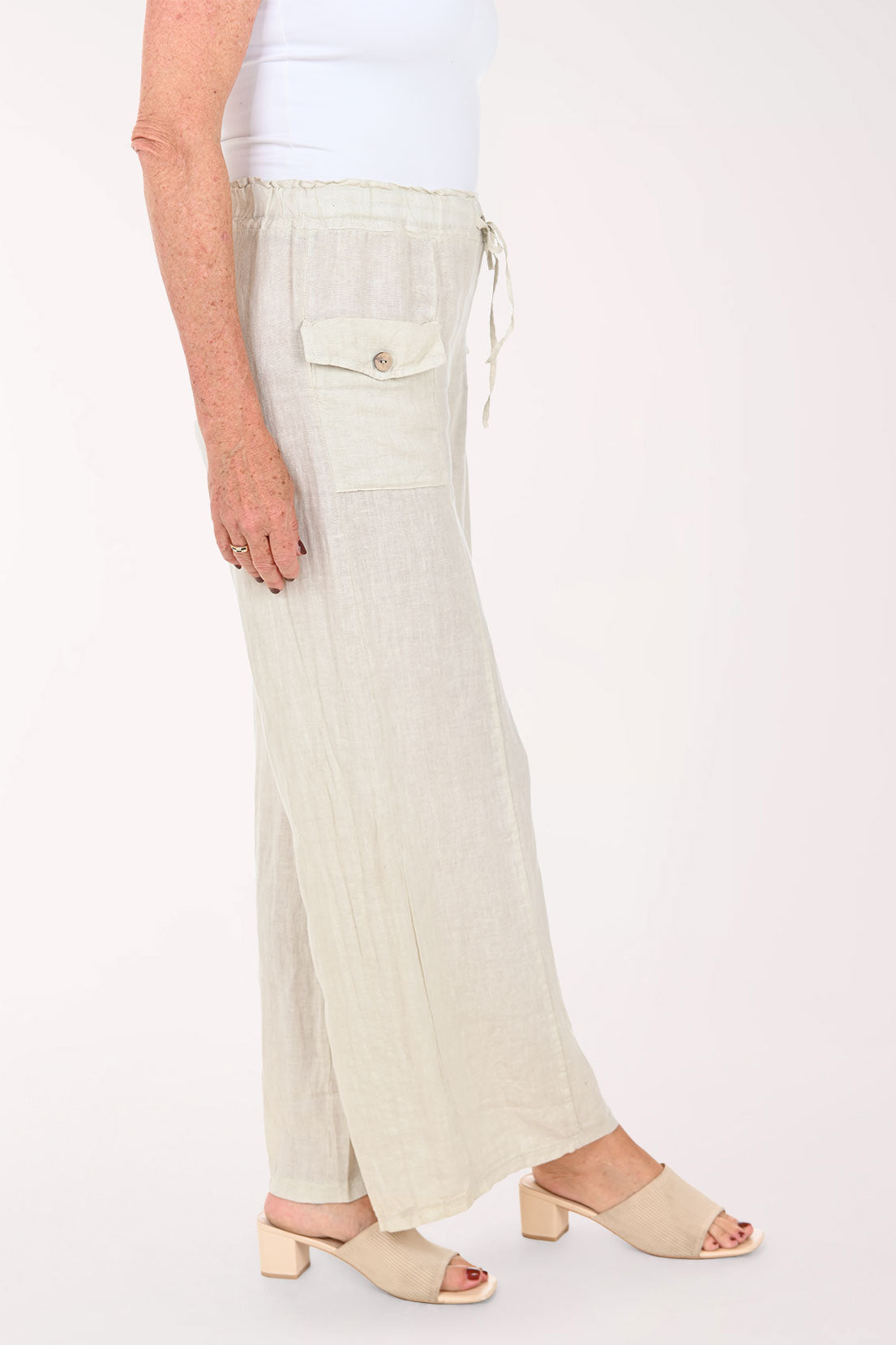 Woman wearing beige pants