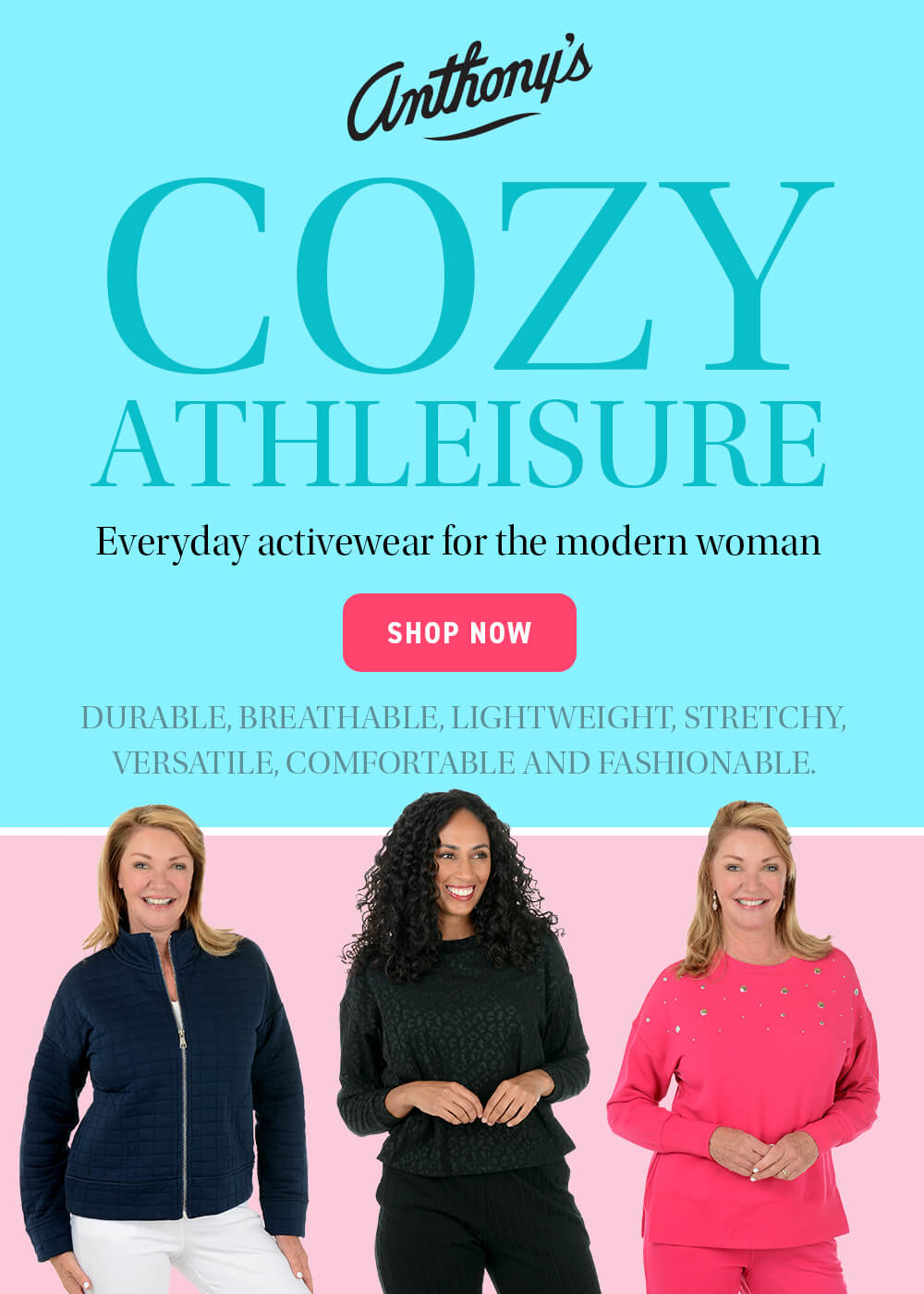Promoting our cozy athleisure collection with two models mobile banner