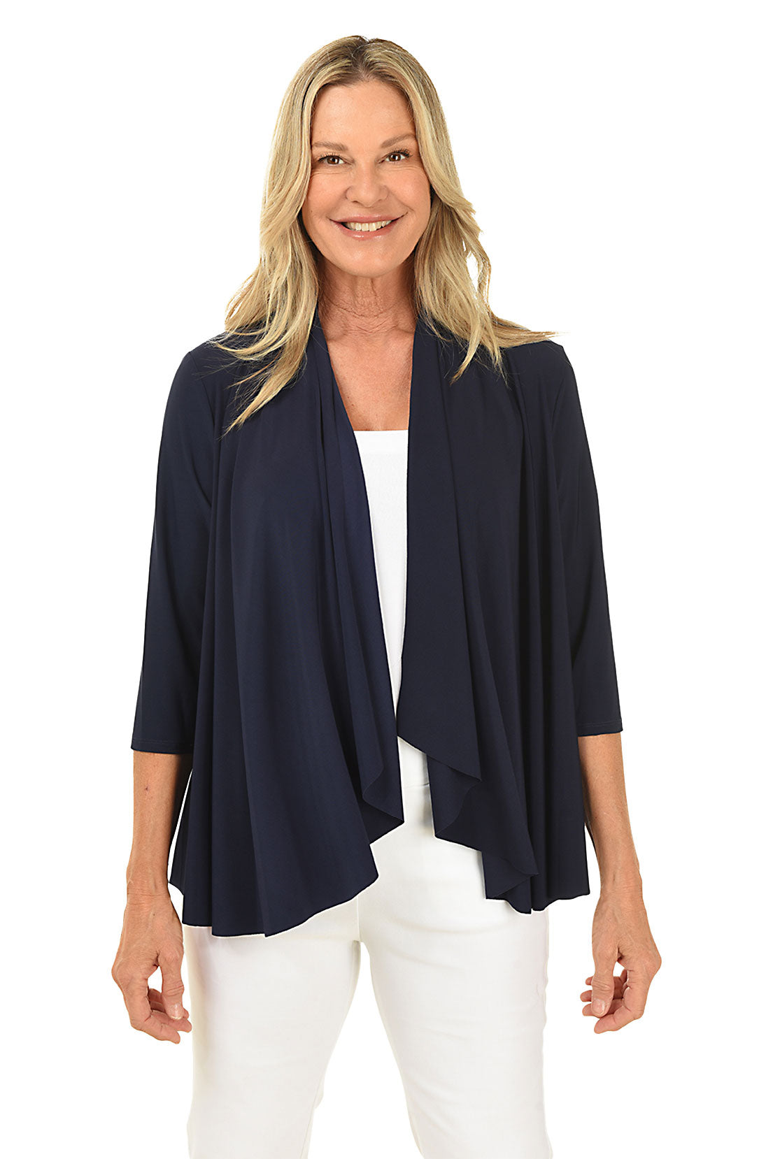 Solid Color Draped Open Front Shrug