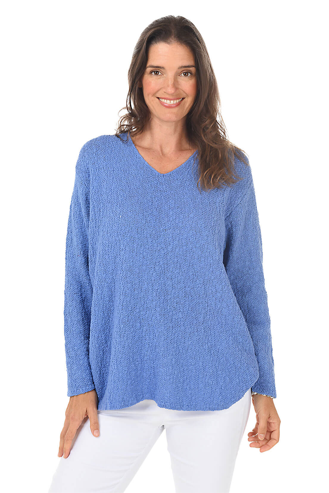 Cotton V-Neck Long Sleeve Sweater