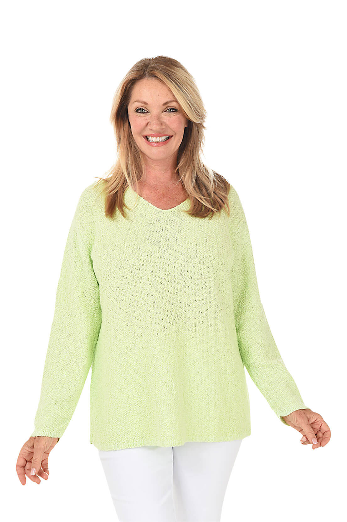 Cotton V-Neck Long Sleeve Sweater