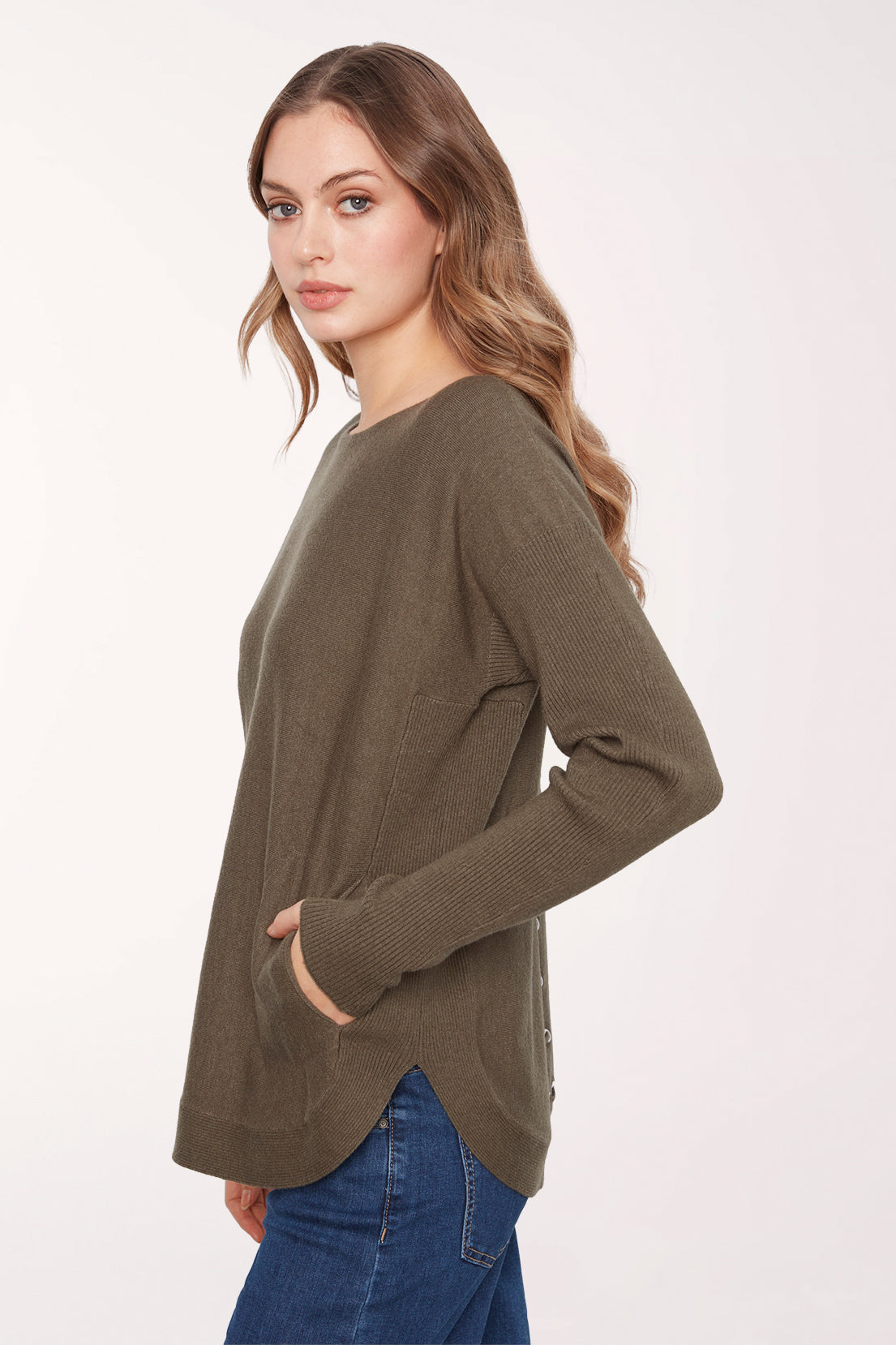 Lace-Up Grommet Back Sweater