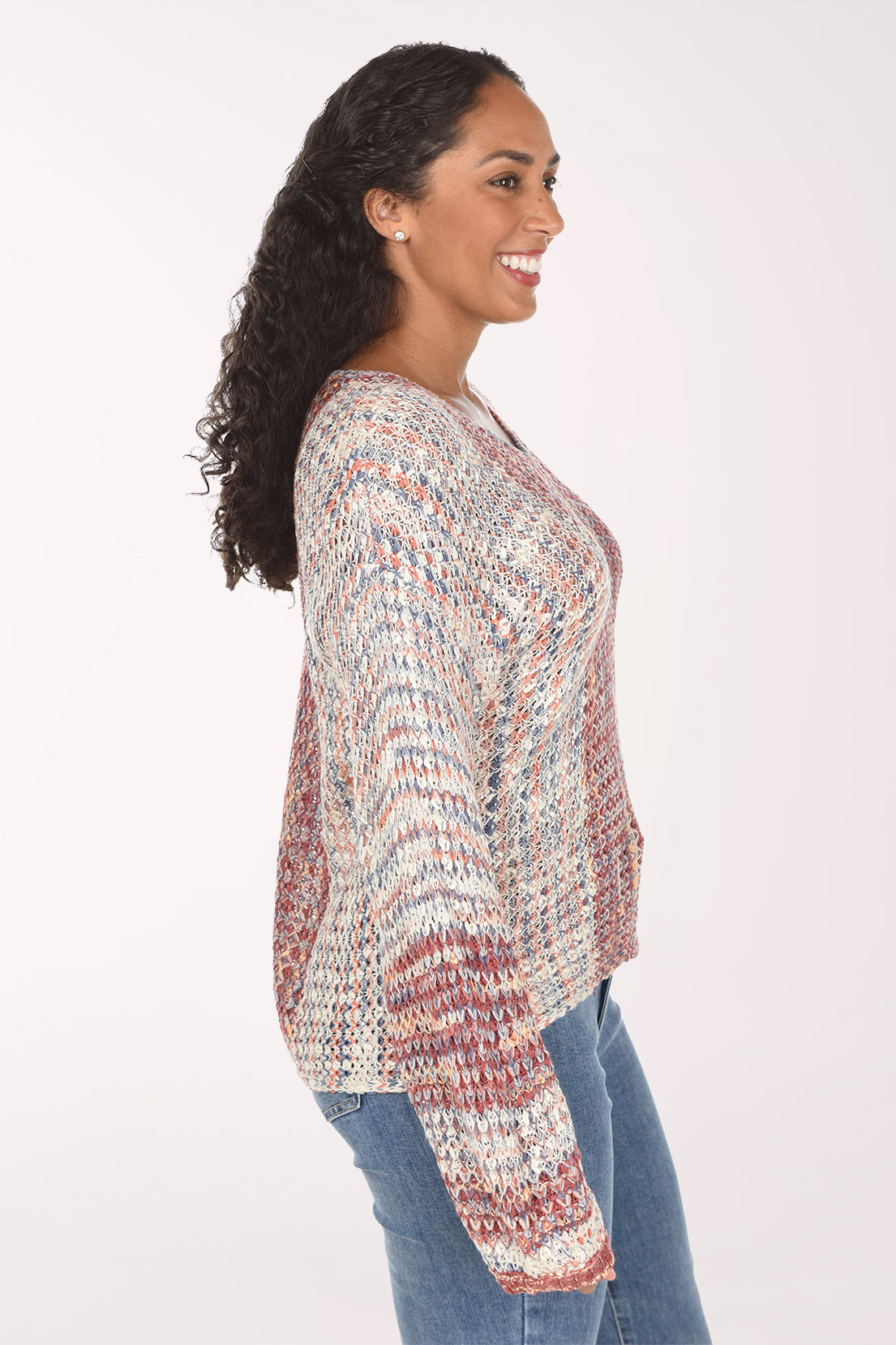 Rosebud Novelty Yarn V-Neck Sweater