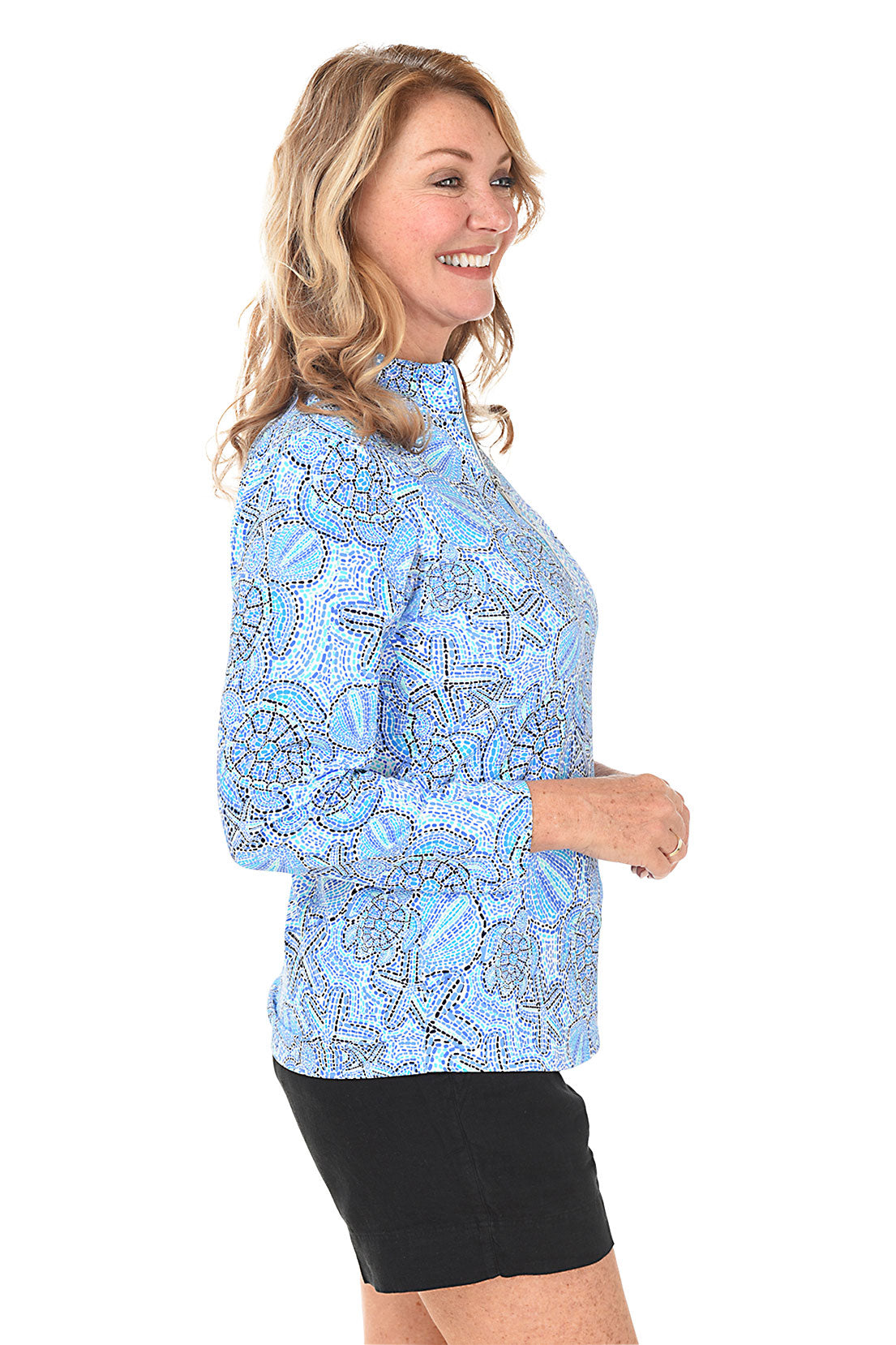 Sealife Dots Cooling UPF50+ Mock Neck Top