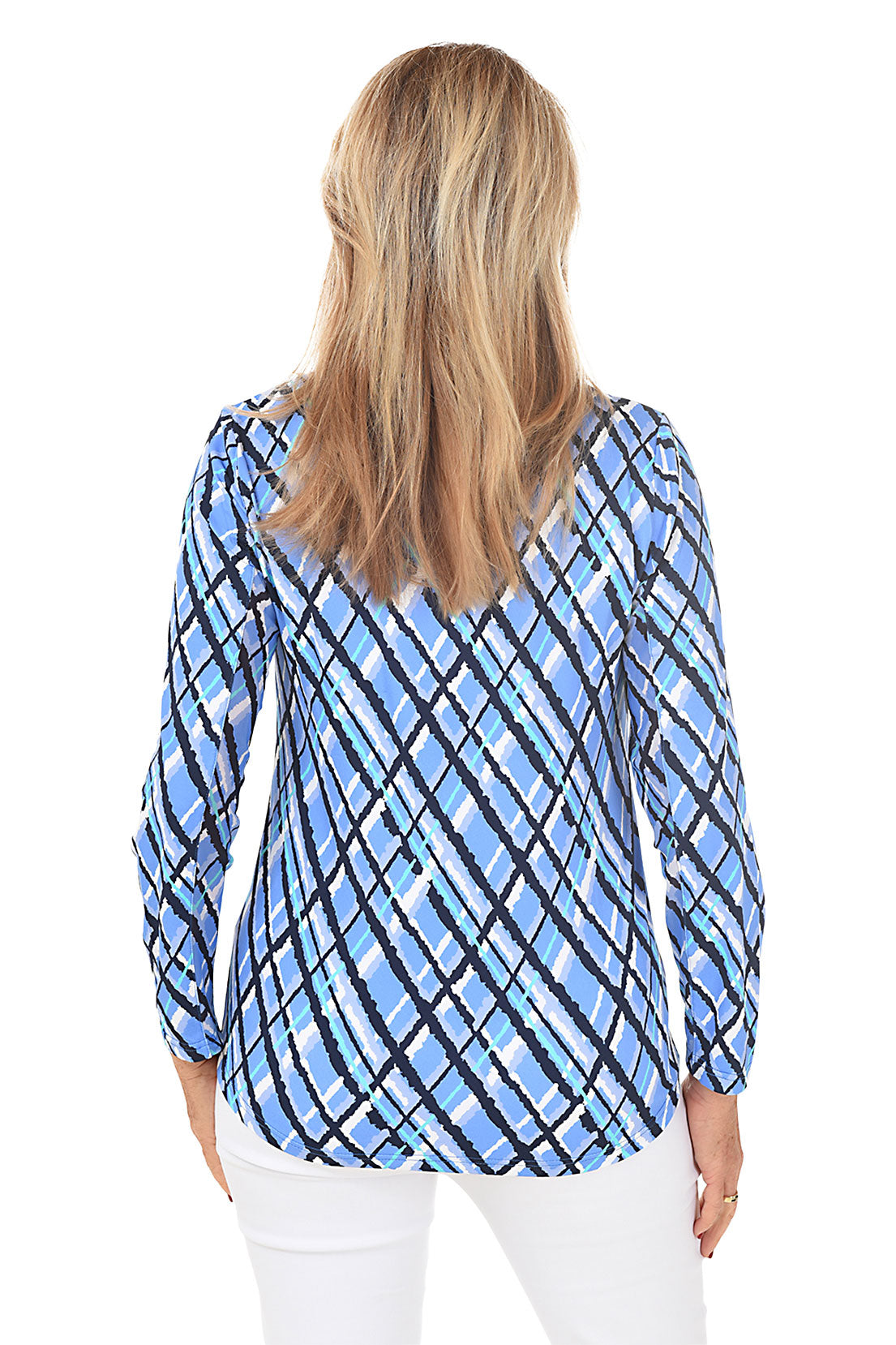 Argyle Plaid Cooling UPF50+ Mock Neck Top