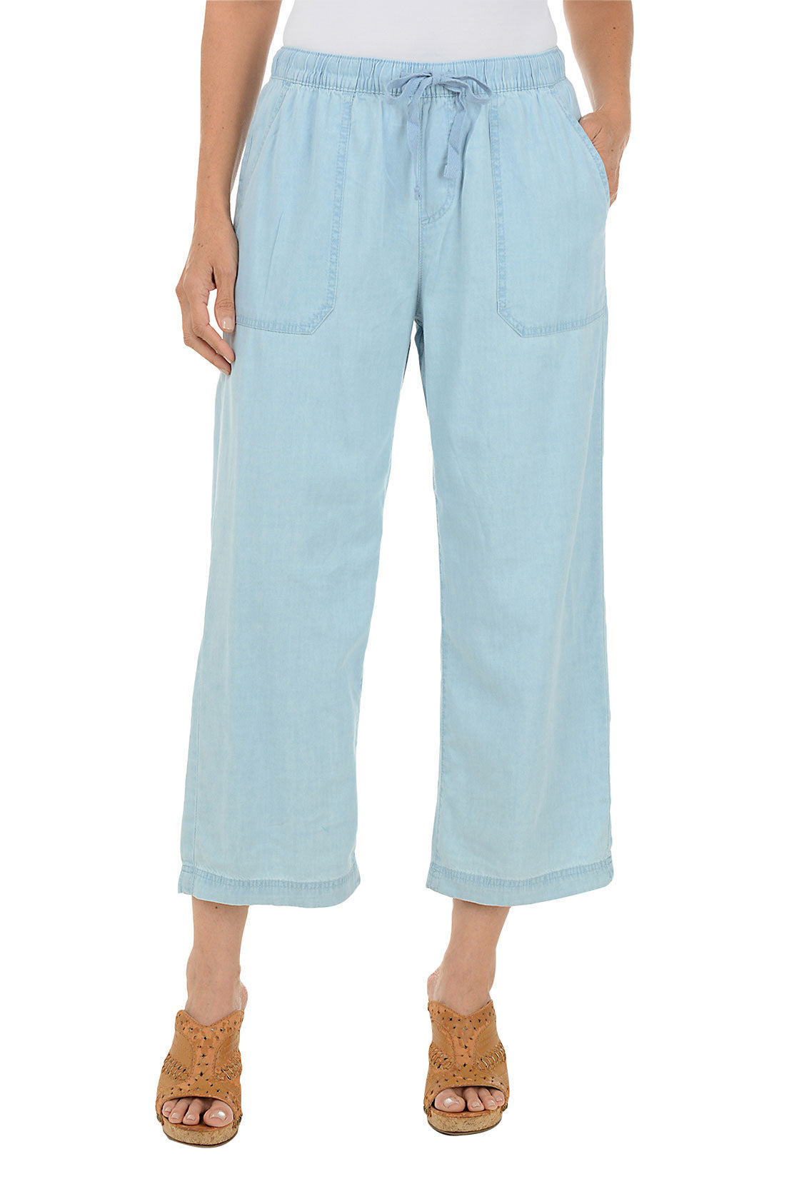 Drawstring Denim Wide Leg Crop Pant | Dash