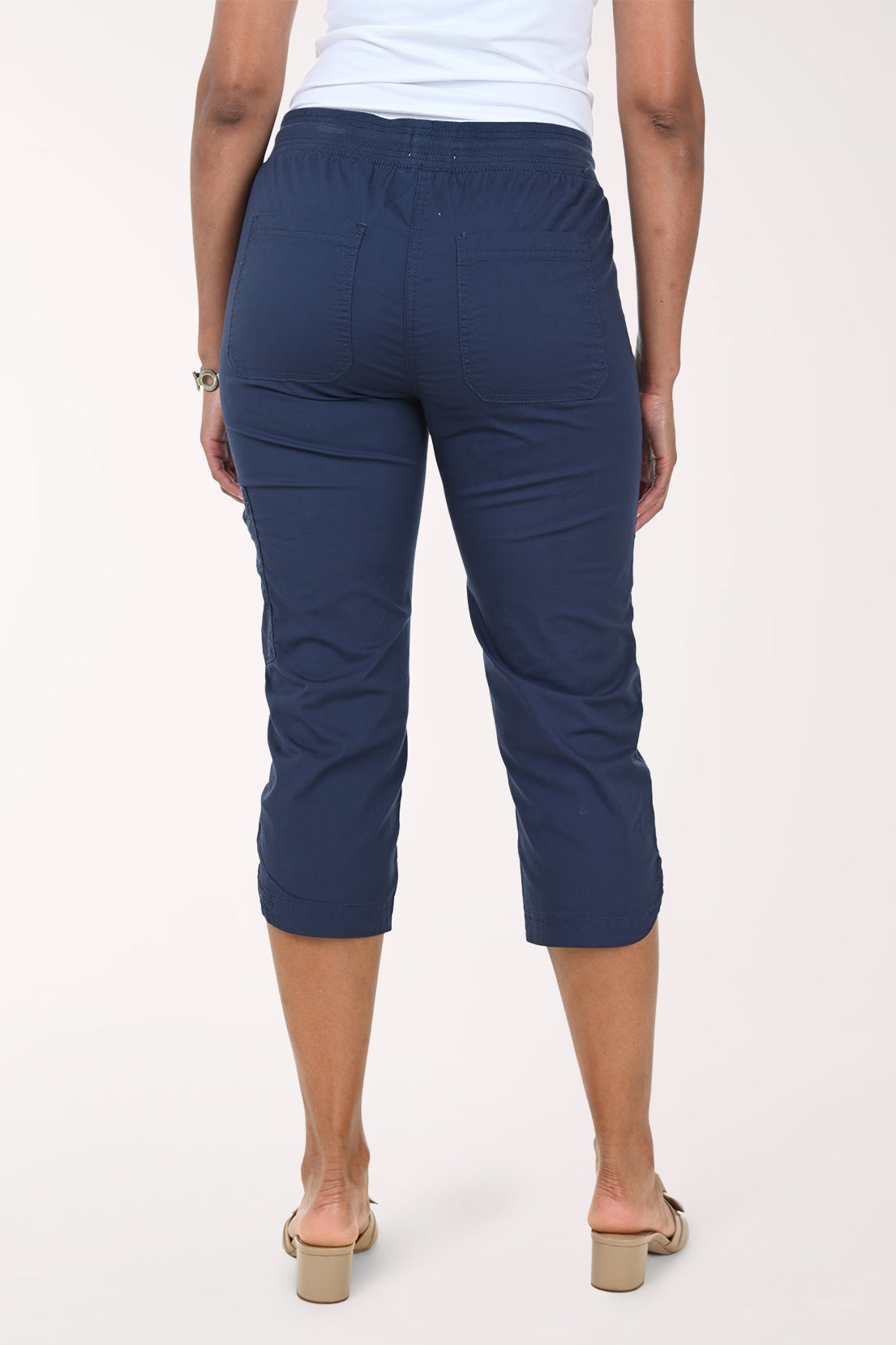 Solid Amanda Cotton Poplin Capri Pant