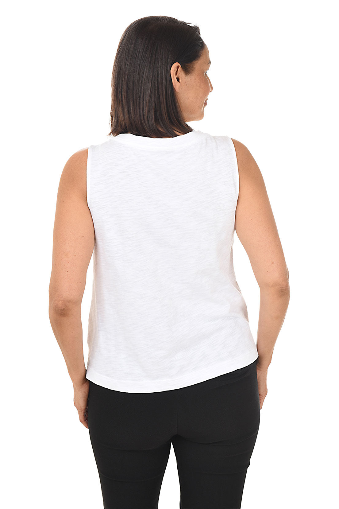 Solid Slub-Knit V-Neck Tank