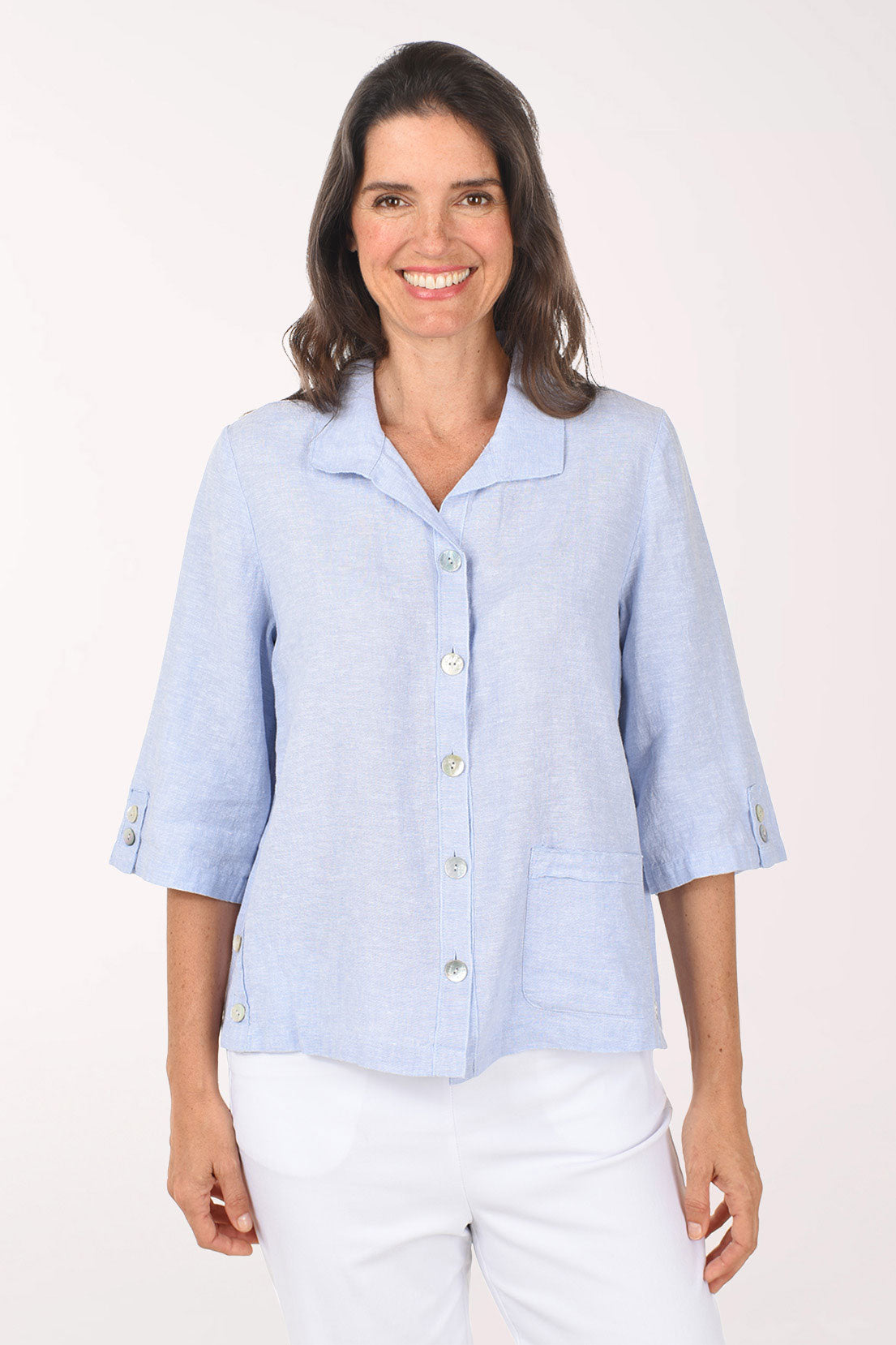 linen dress shirt womens Everlane Women's Must-Have Shirt in Linen in Light Blue, Size 4