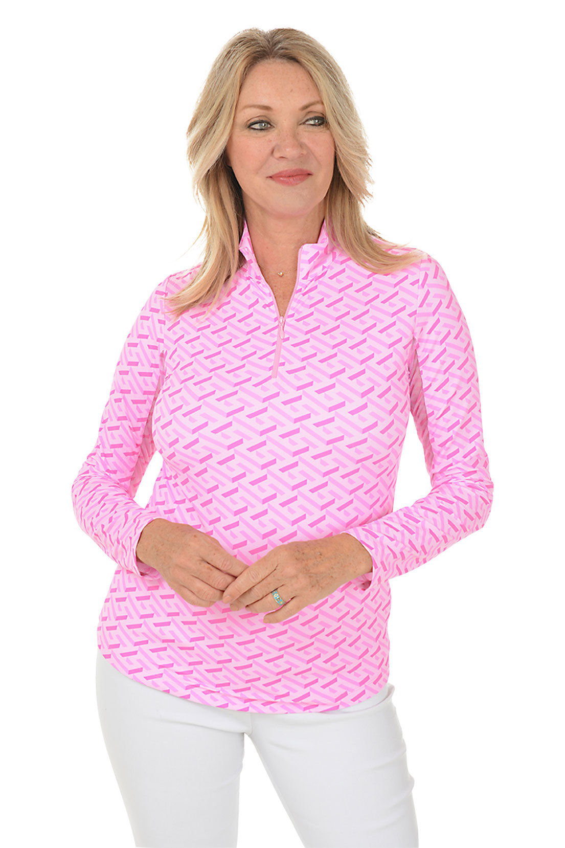 Pink Fatima Geometric UPF50+ Sun Shirt