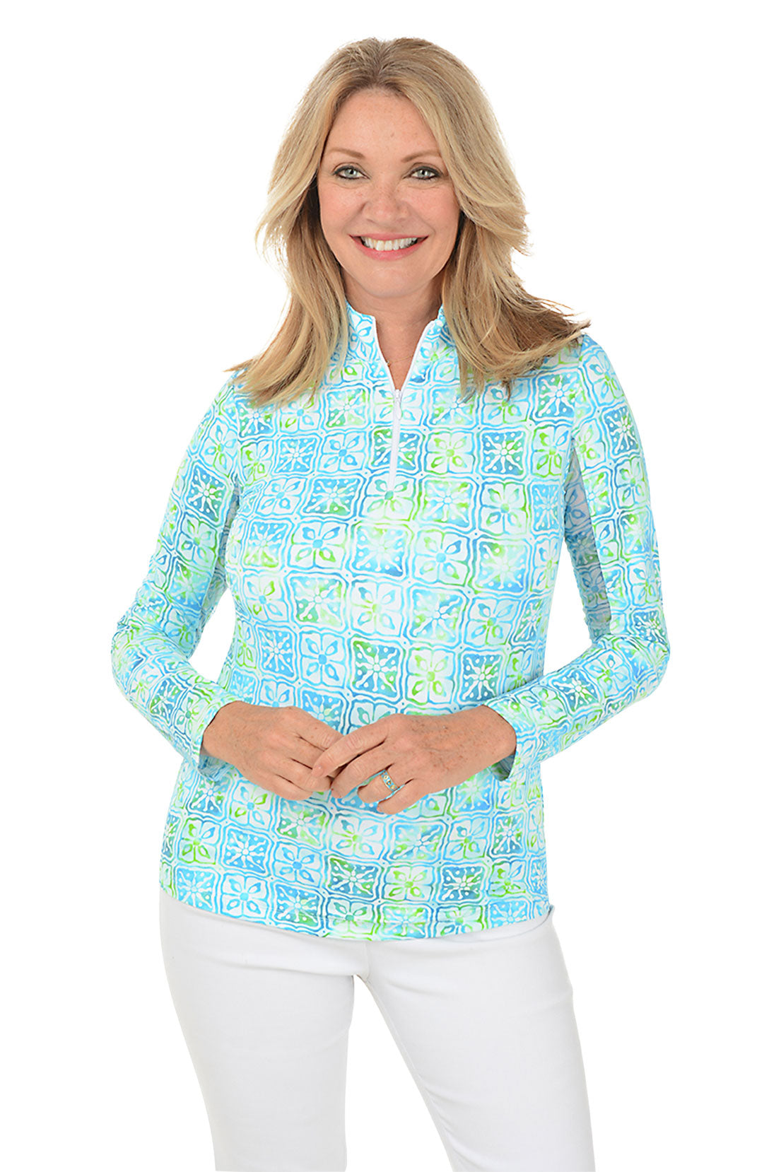 Turquoise Kathy Batik UPF50+ Sun Shirt