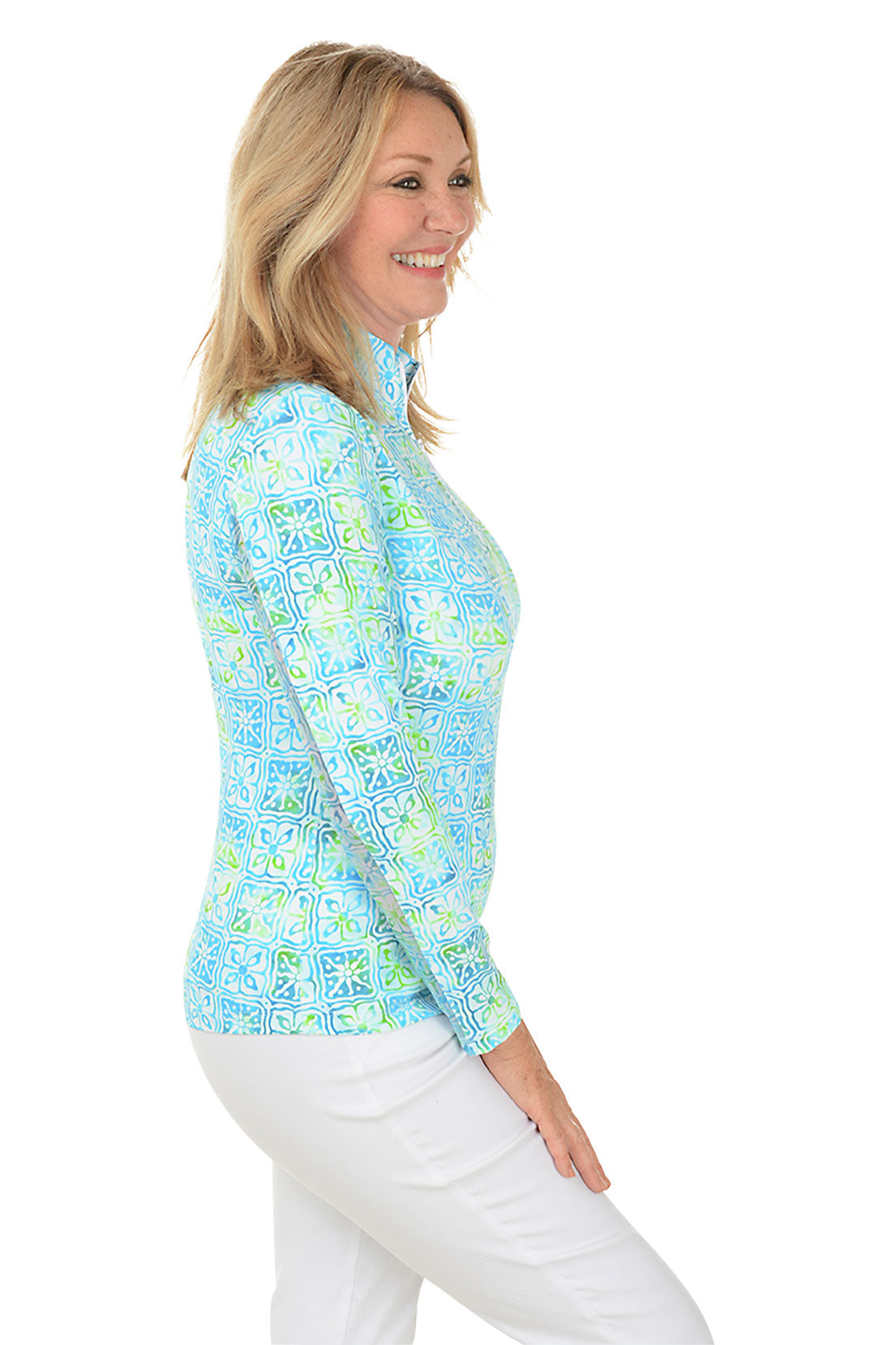 Turquoise Kathy Batik UPF50+ Sun Shirt
