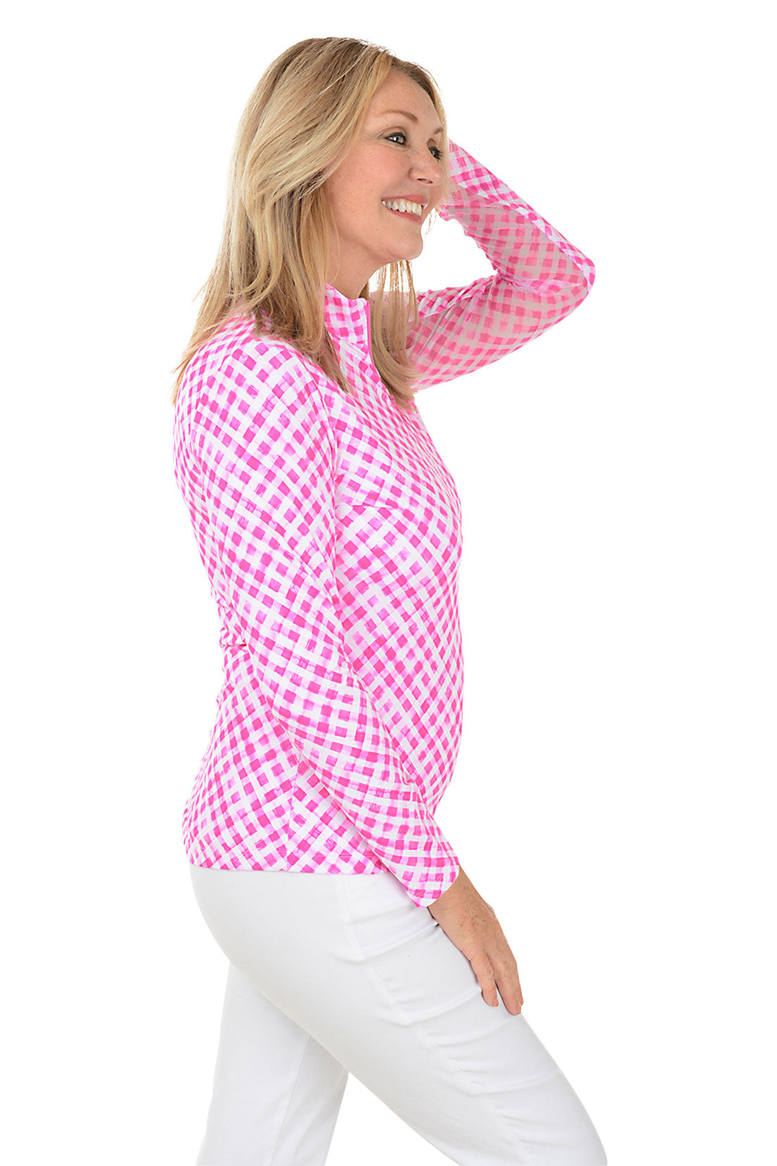 Pink Gingham Check UPF50+ Sun Shirt