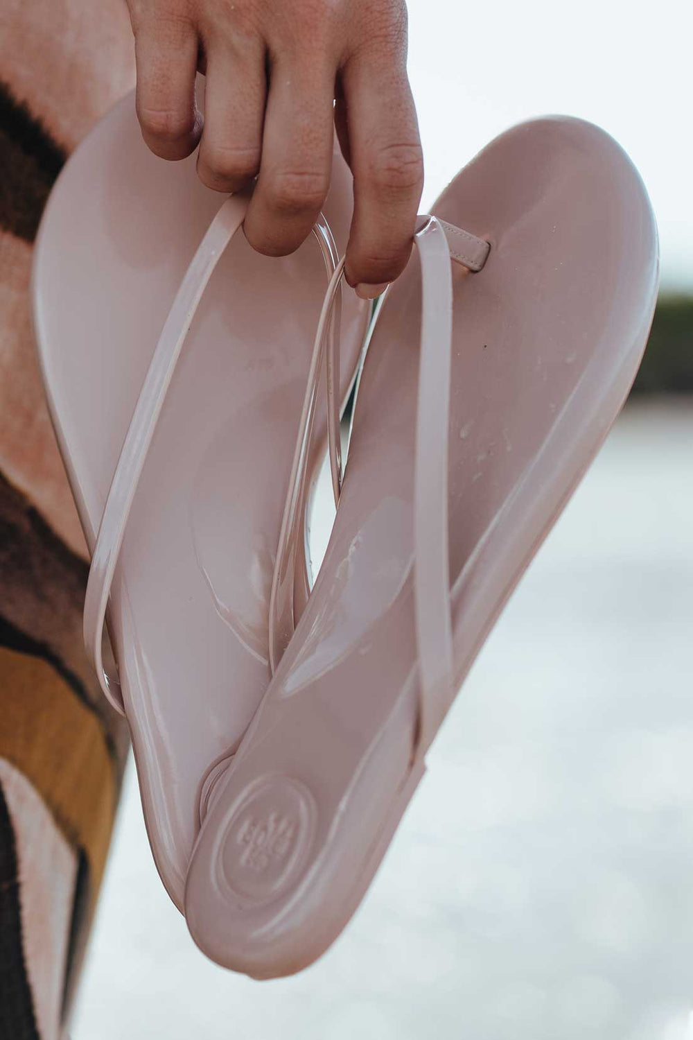 Buff Patent Indie Flip Flop Sandals