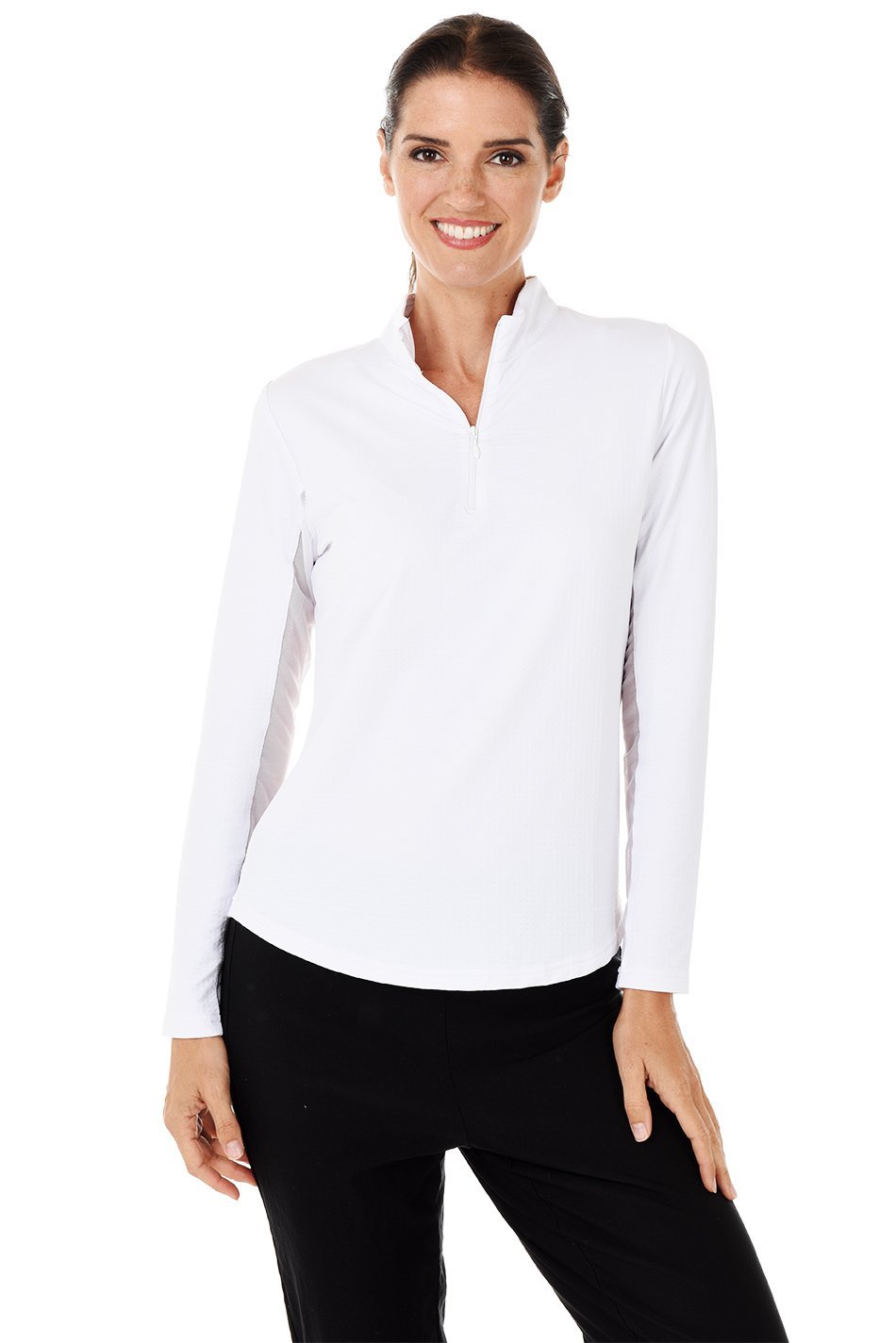 IBKUL Women's Golf Sun Shirt in white.