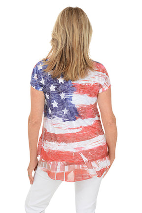 American Flag Burnout Knit Top