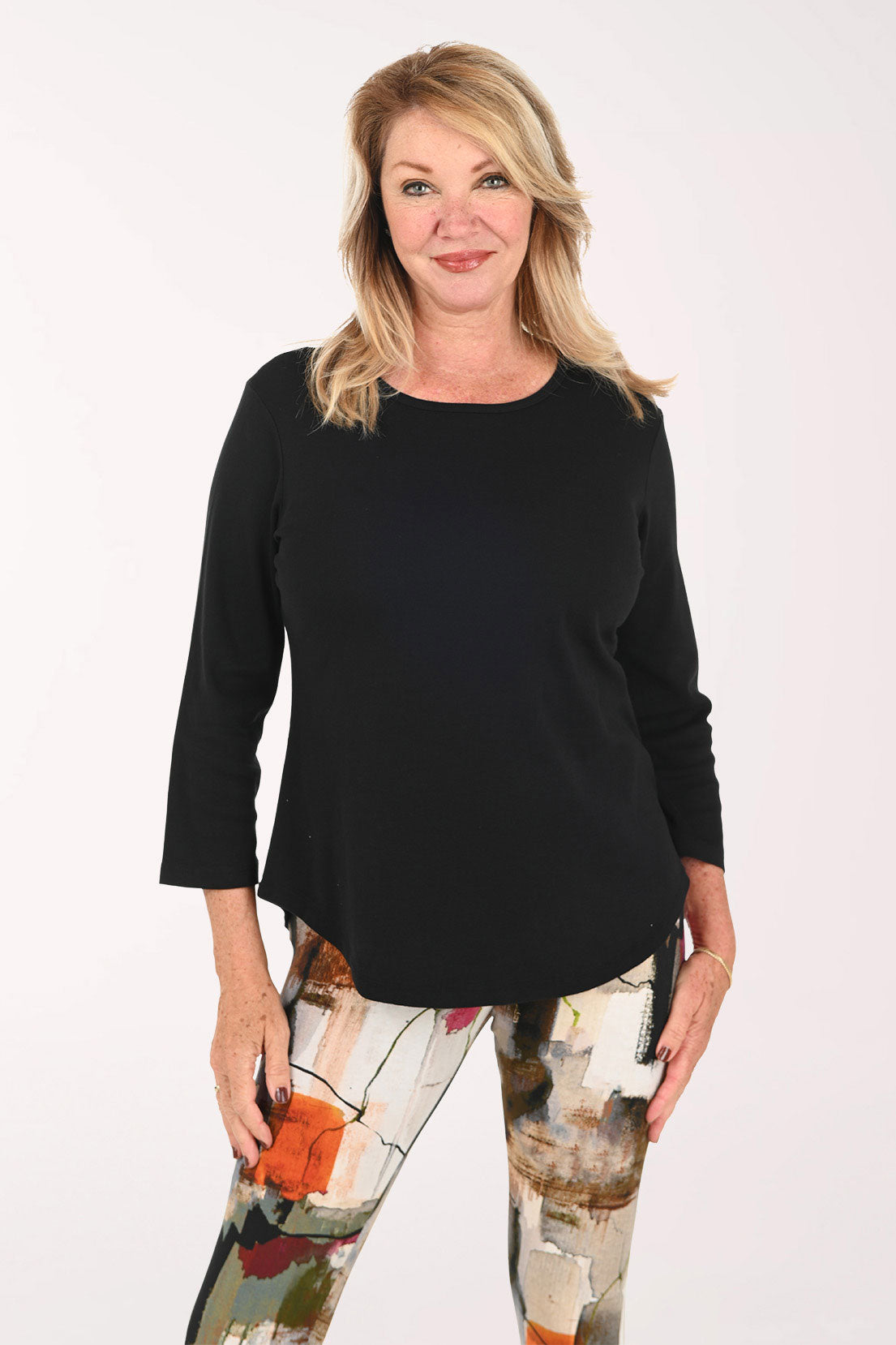 トップス Hella sheer volume tops Solid 100% Cotton Curved Hem Top | Jess and Jane