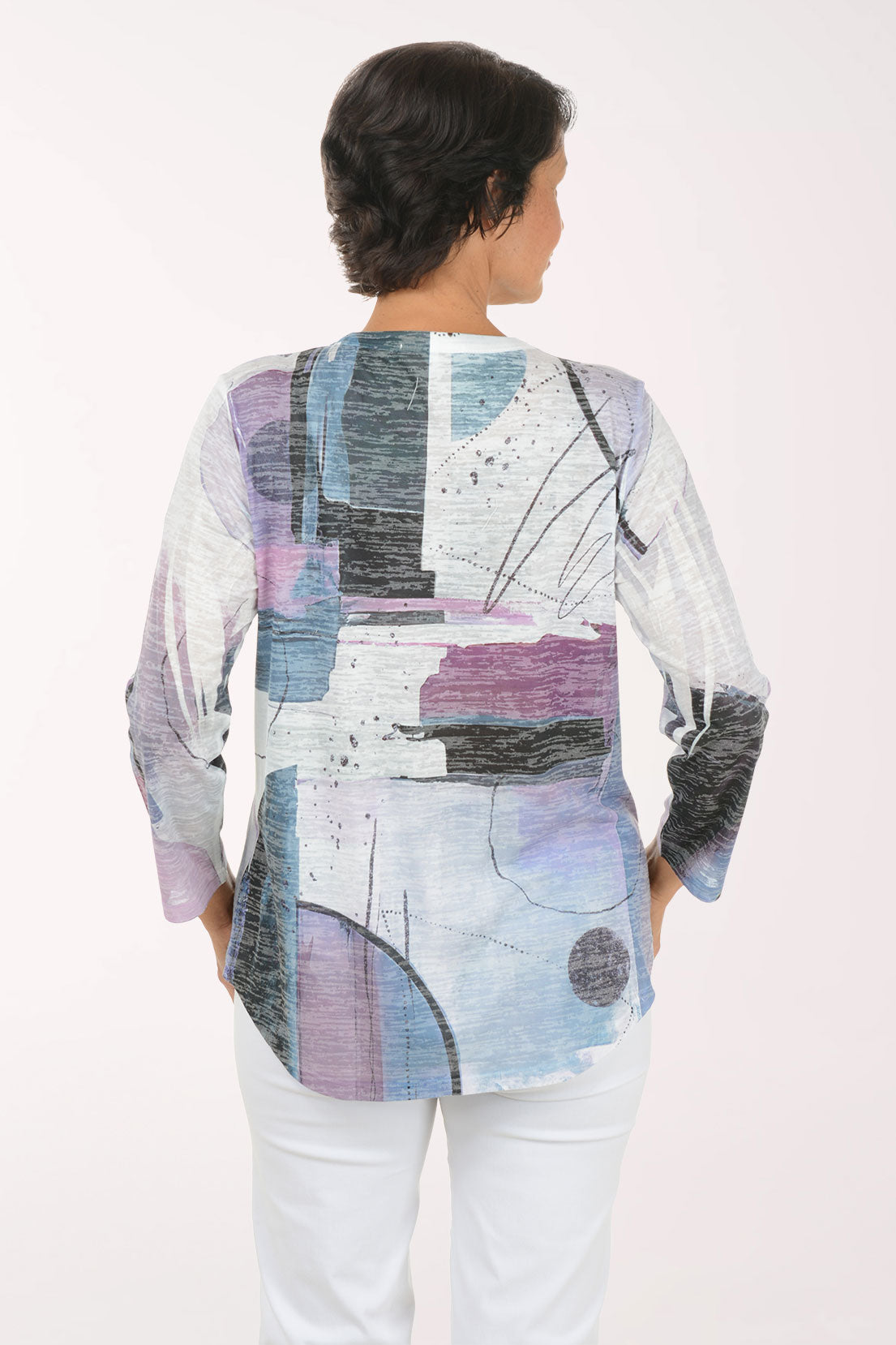 Studio Curved Hem Burnout Knit Top