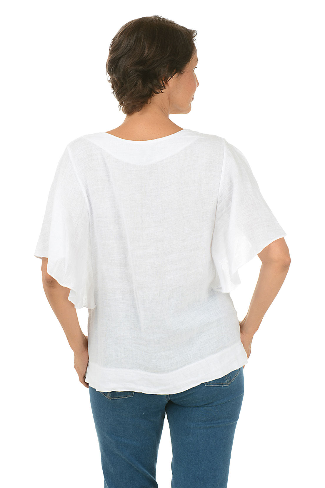 Flutter Sleeve Linen Blouse