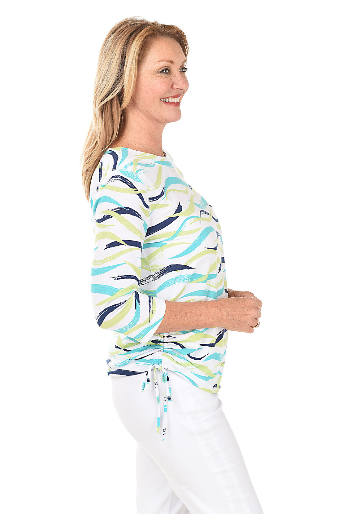Lime Making Waves Side Shirred Knit Top