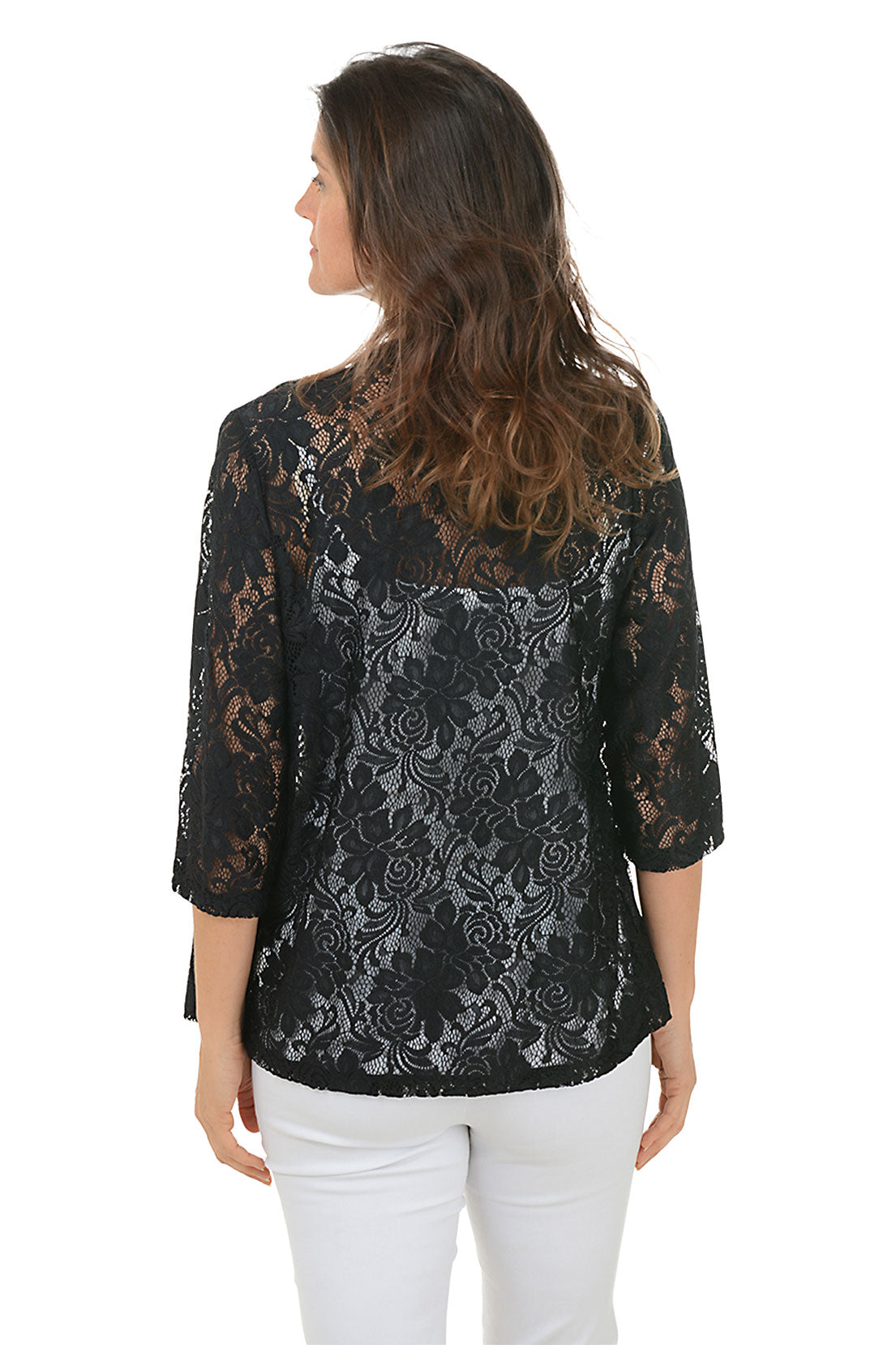 Petite Floral Lace Open Front Cardigan