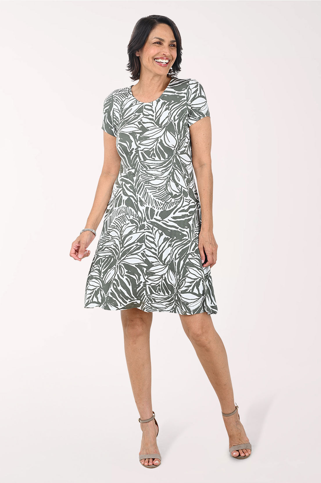 Cupio Botanical Sketch Short Sleeve Dress - Botanical