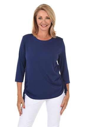Petite Classic Side Shirred Knit Top