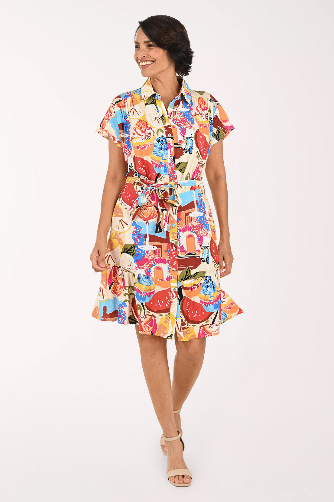 short colorful dresses Ninety Clothing Isle Of Capri Belted Dress - Multicolor a short MODENA MAXI FLARED SHIRT SIZE:9M RESORT '26 DROP 2