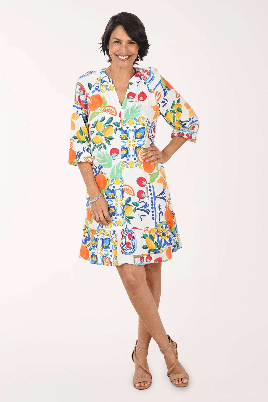 Mlle Gabrielle Pomodoro Ruffled Hem Dress - Multicolor