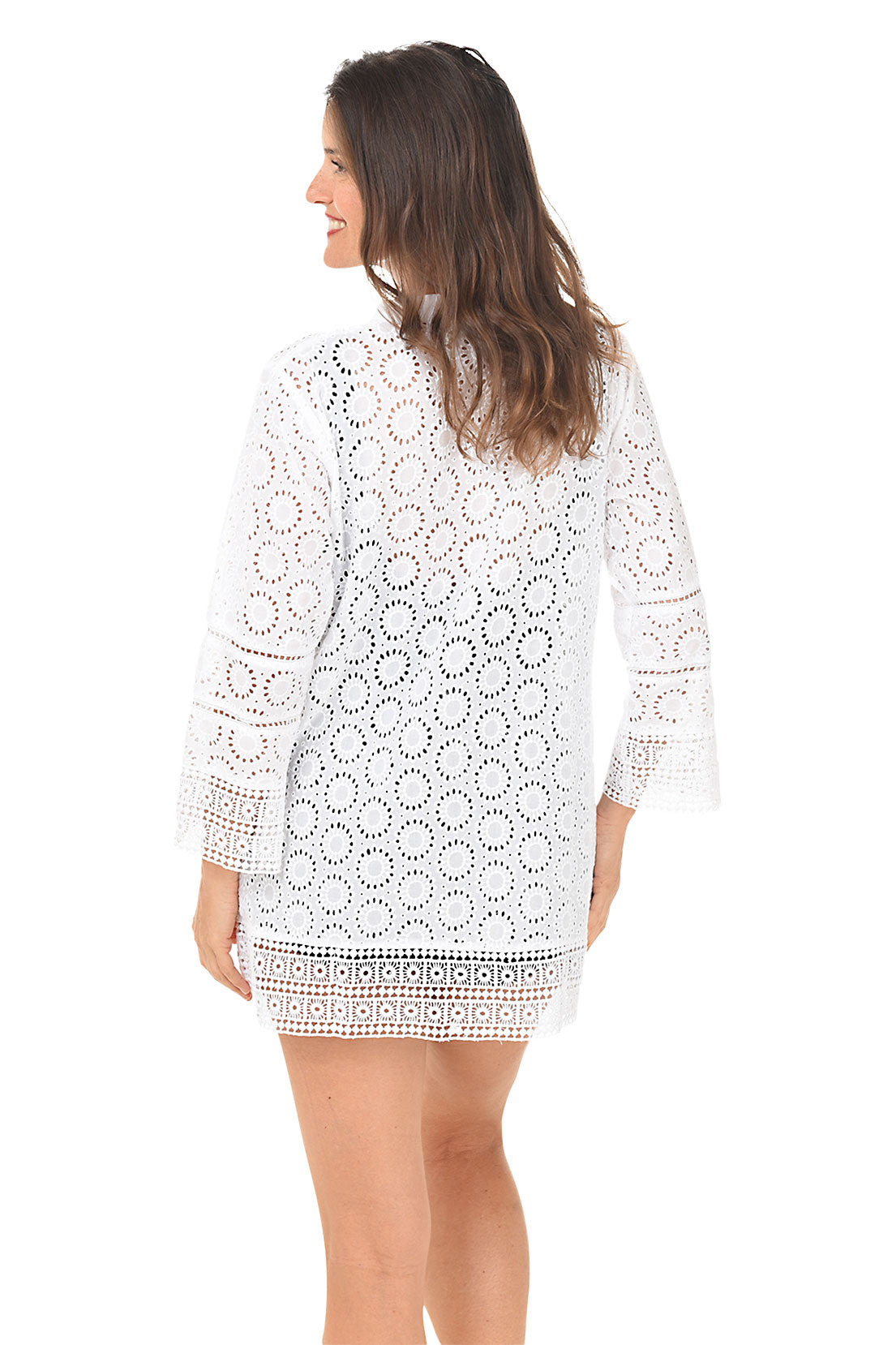 Eyelet Lace Button-Front Cover-Up