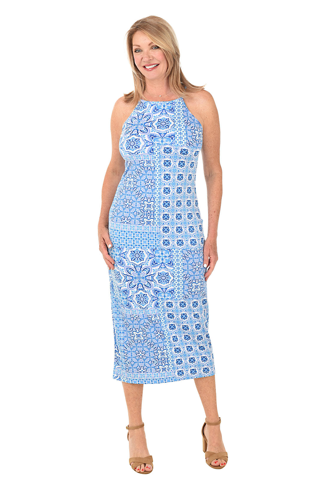 Flower Tile Sleeveless Maxi Dress by Tiana B | Anthony's Florida