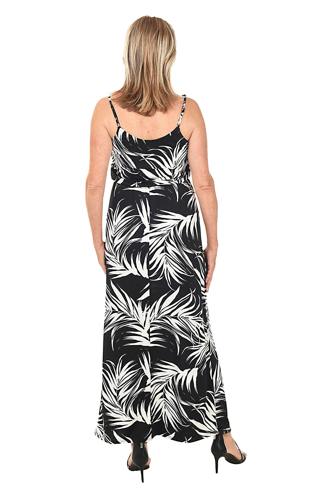 Palm Leaf Sleeveless Maxi Dress