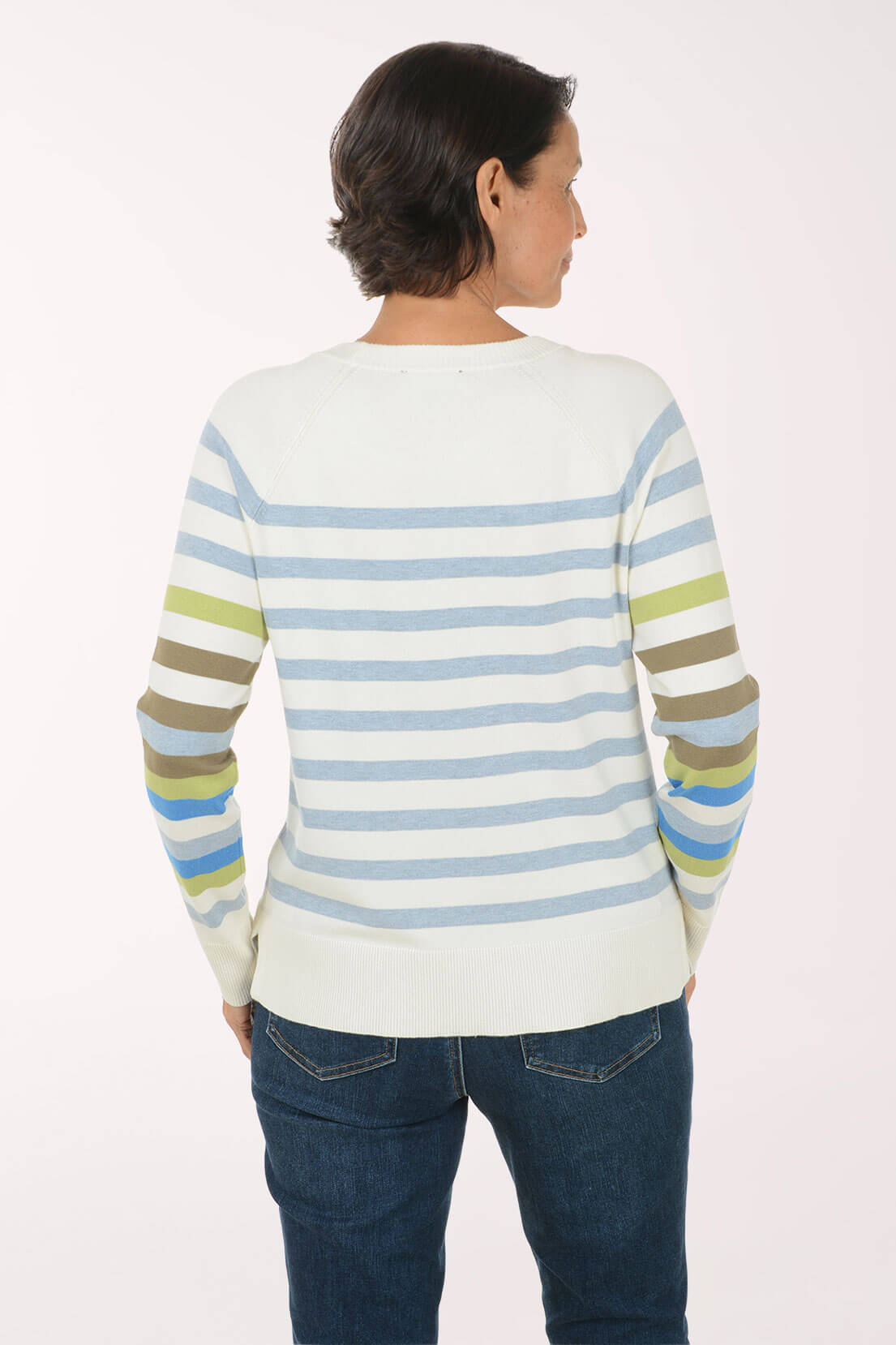Moonstone Multicolor Striped Crewneck Sweater