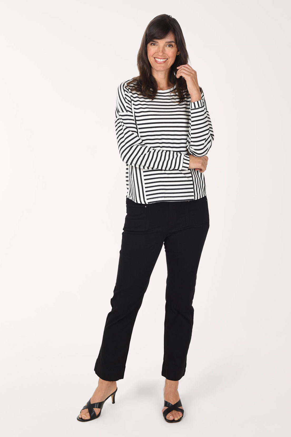 Tribal Comfort Stretch Denim Pull-On Pant, front view, black