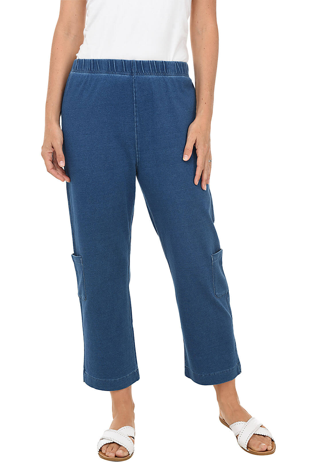 Denim Pull-On Cargo Crop Pant | Wild Palms | Comfortable Cotton Blend