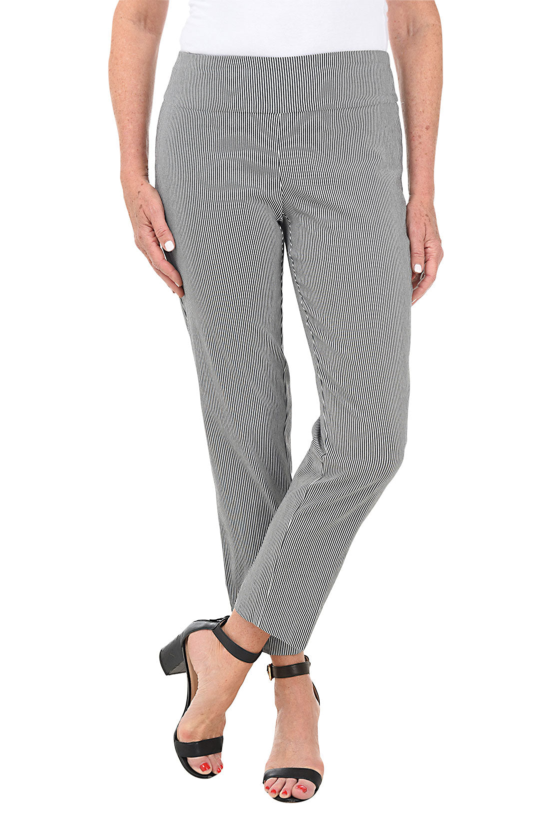 Petite Pinstripe Pull-On Ankle Pant