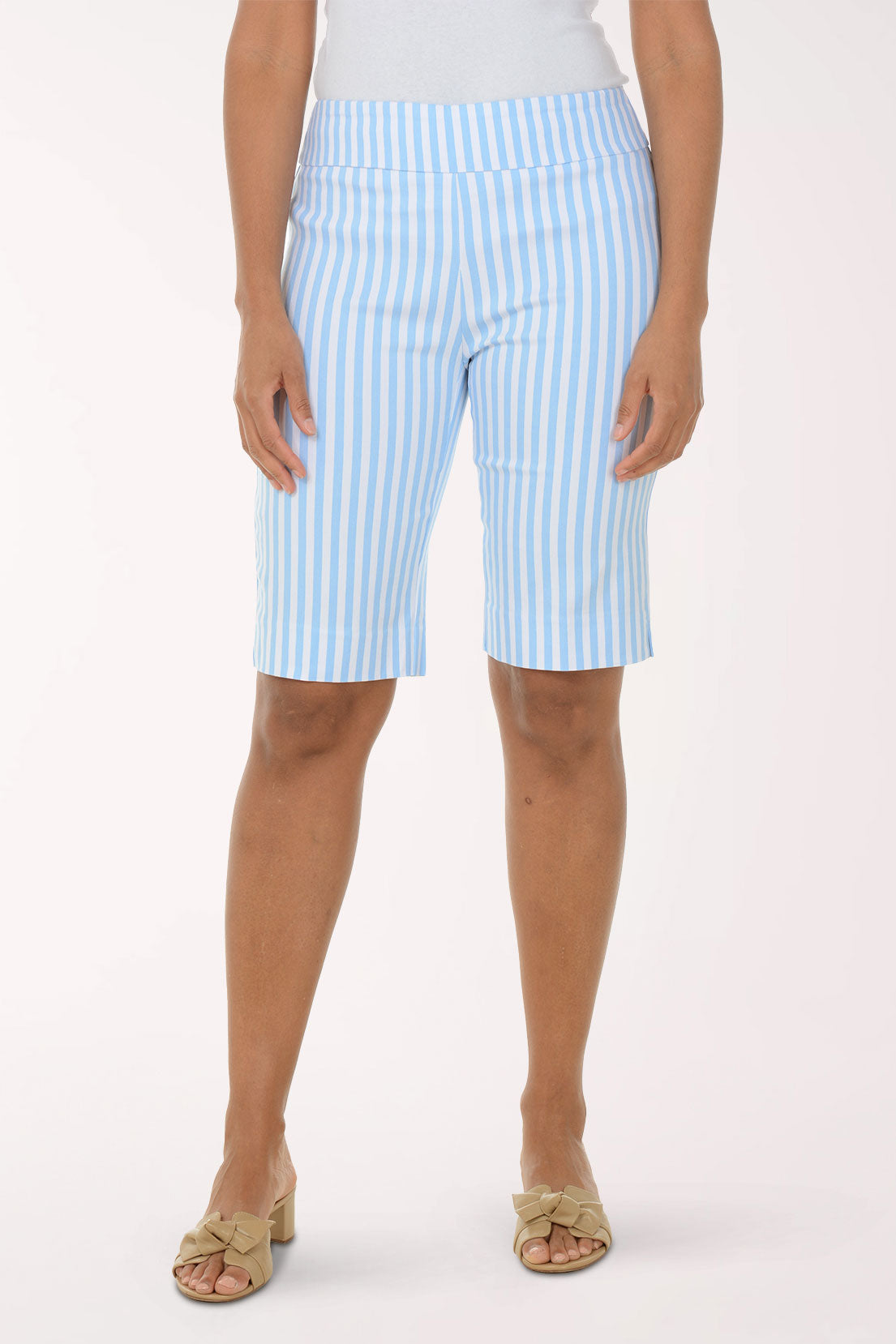 Light Blue Stripe Pull-On Bermuda Short | Zac and Rachel