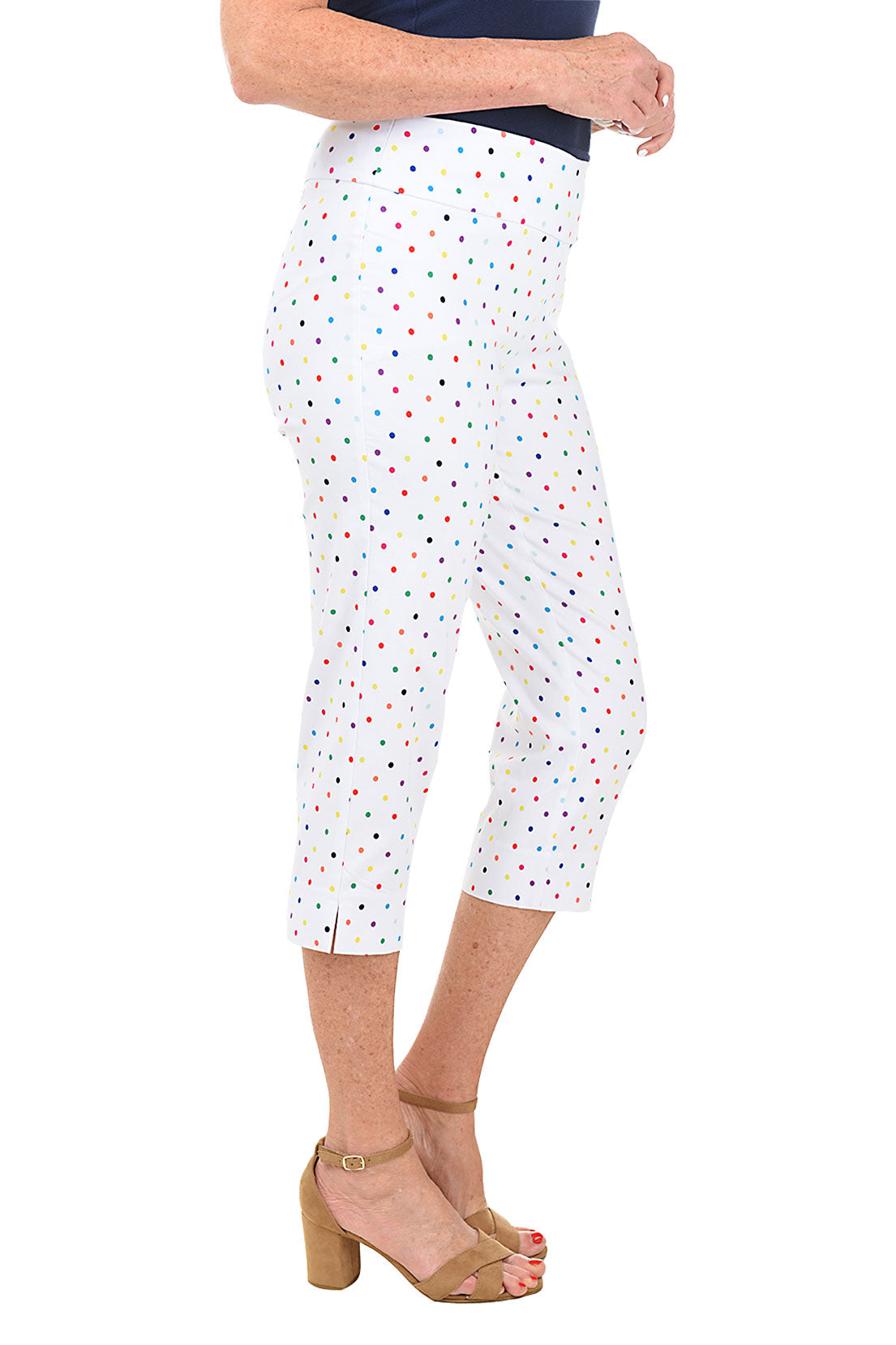 White Rainbow Dots Pull-On Crop Pant