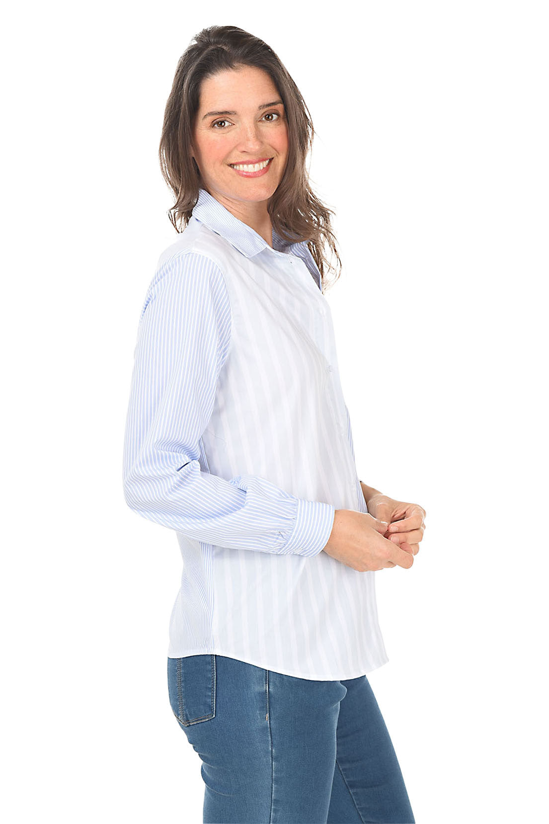 Petite Blue Striped Long Sleeve Shirt