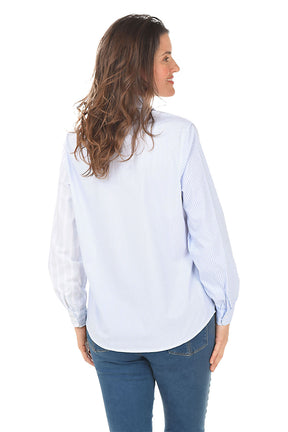 Petite Blue Striped Long Sleeve Shirt